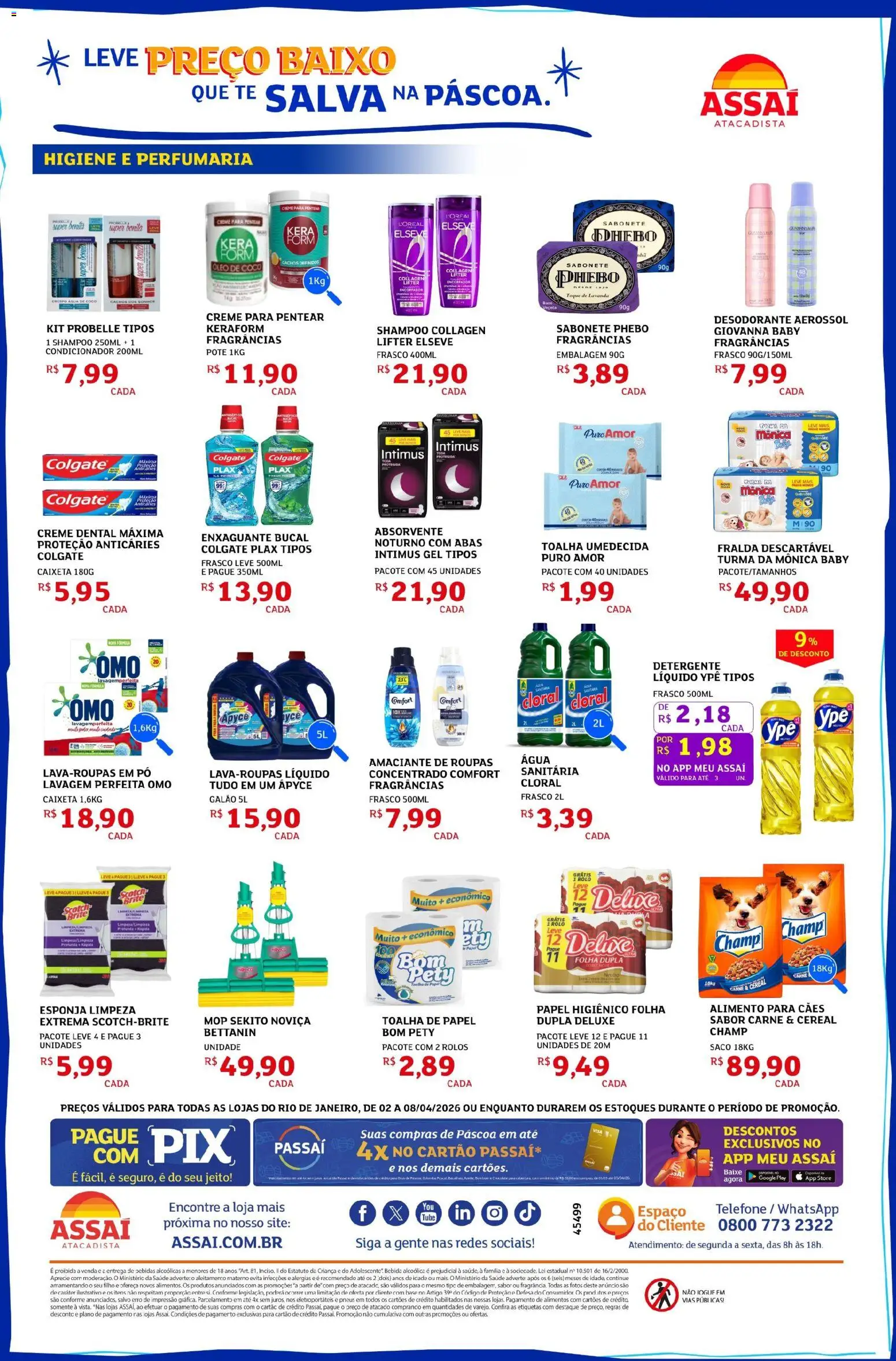 Assaí Atacadista Folheto - válido de 02.04.2026 | Página: 4 | Produtos: Coco, Enxaguante bucal, Creme dental, Toalha umedecida