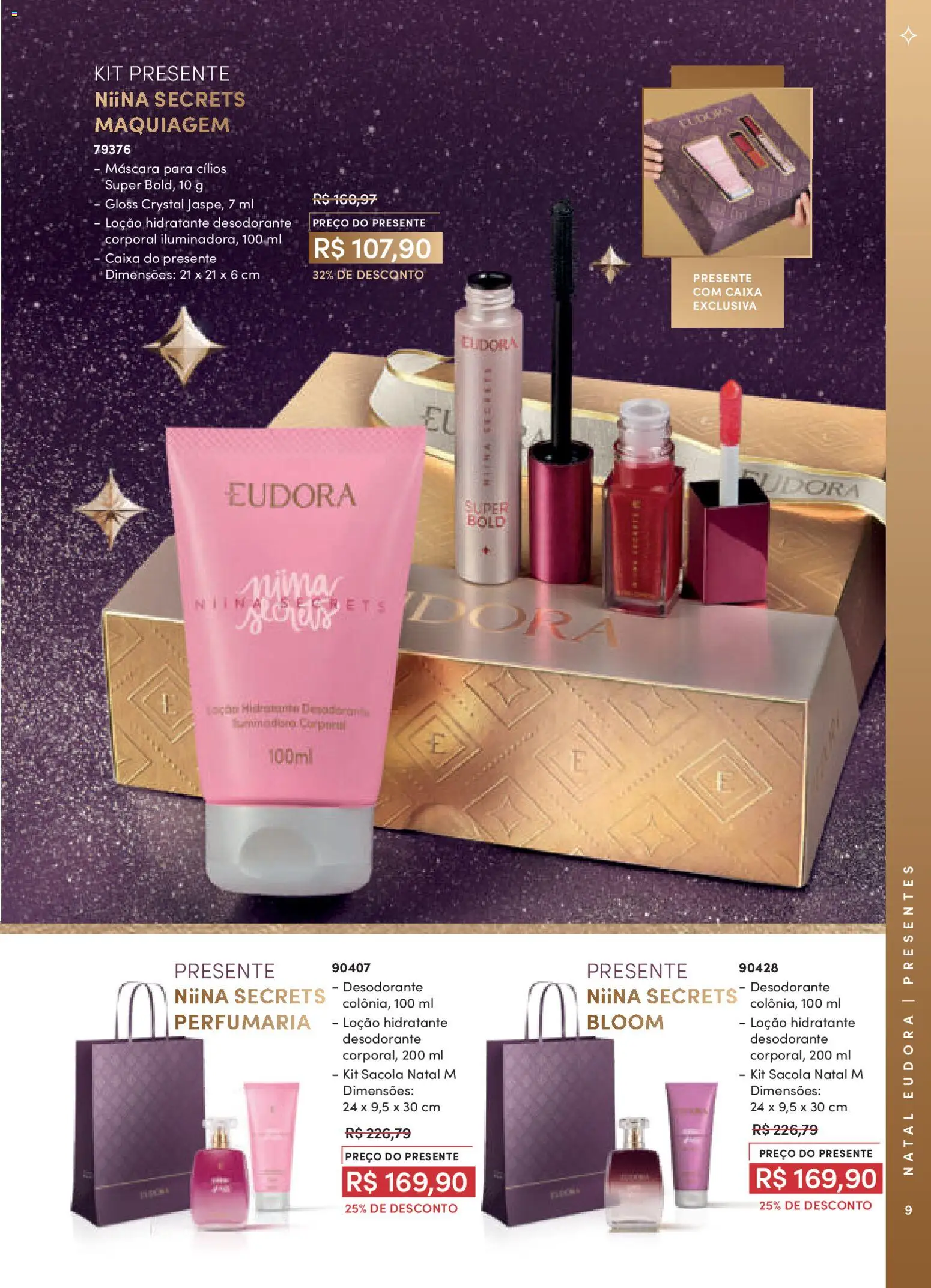 Eudora Folheto - válido de 10.11.2025 | Página: 9 | Produtos: Maquiagem, Máscara para cílios, Desodorante, Caixa