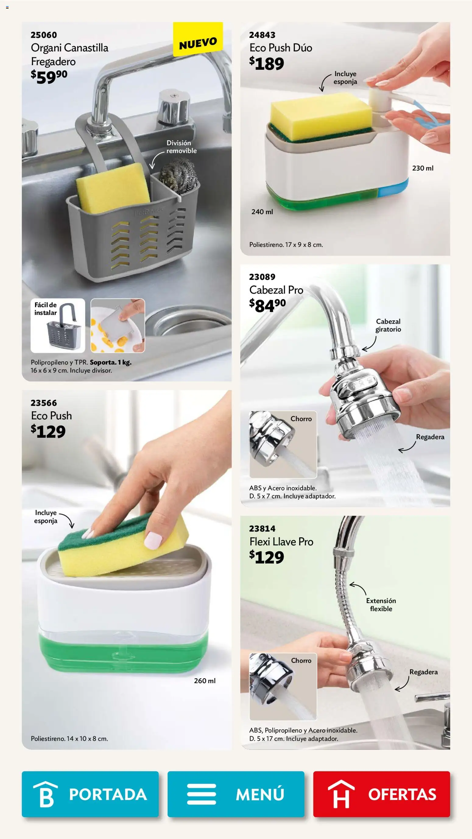 Nuevas ofertas de Betterware válidas en toda la República Mexicana desde el 01.12.2025. ¡Encuentra las mejores ofertas en Betterware campaña 12 2025! | Página: 56 | Productos: Esponja, Adaptador, Flexible, Regadera