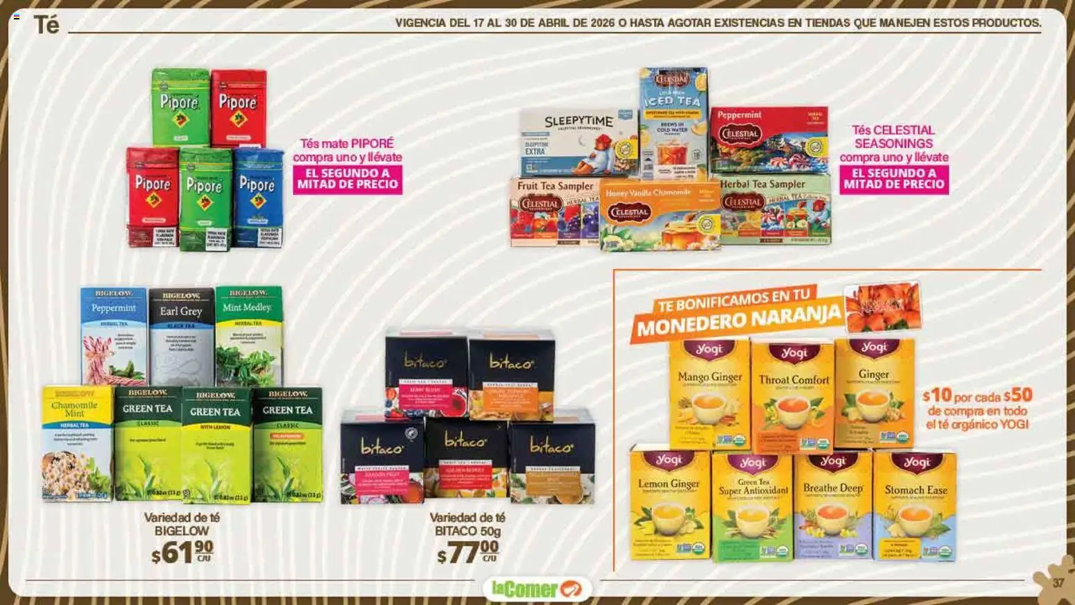 Nuevas ofertas de La Comer válidas en toda la República Mexicana desde el 17.04.2026. ¡Encuentra las mejores ofertas en La Comer folleto Día del Niño! | Página: 37 | Productos: Monedero, Mango, Mate, Té