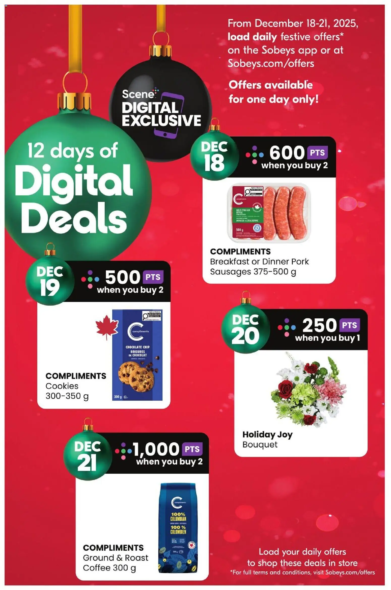 Sobeys flyer valid from 18.12.2025 | Page: 13 | Products: Cookies, Coffee, Chocolate, Pork