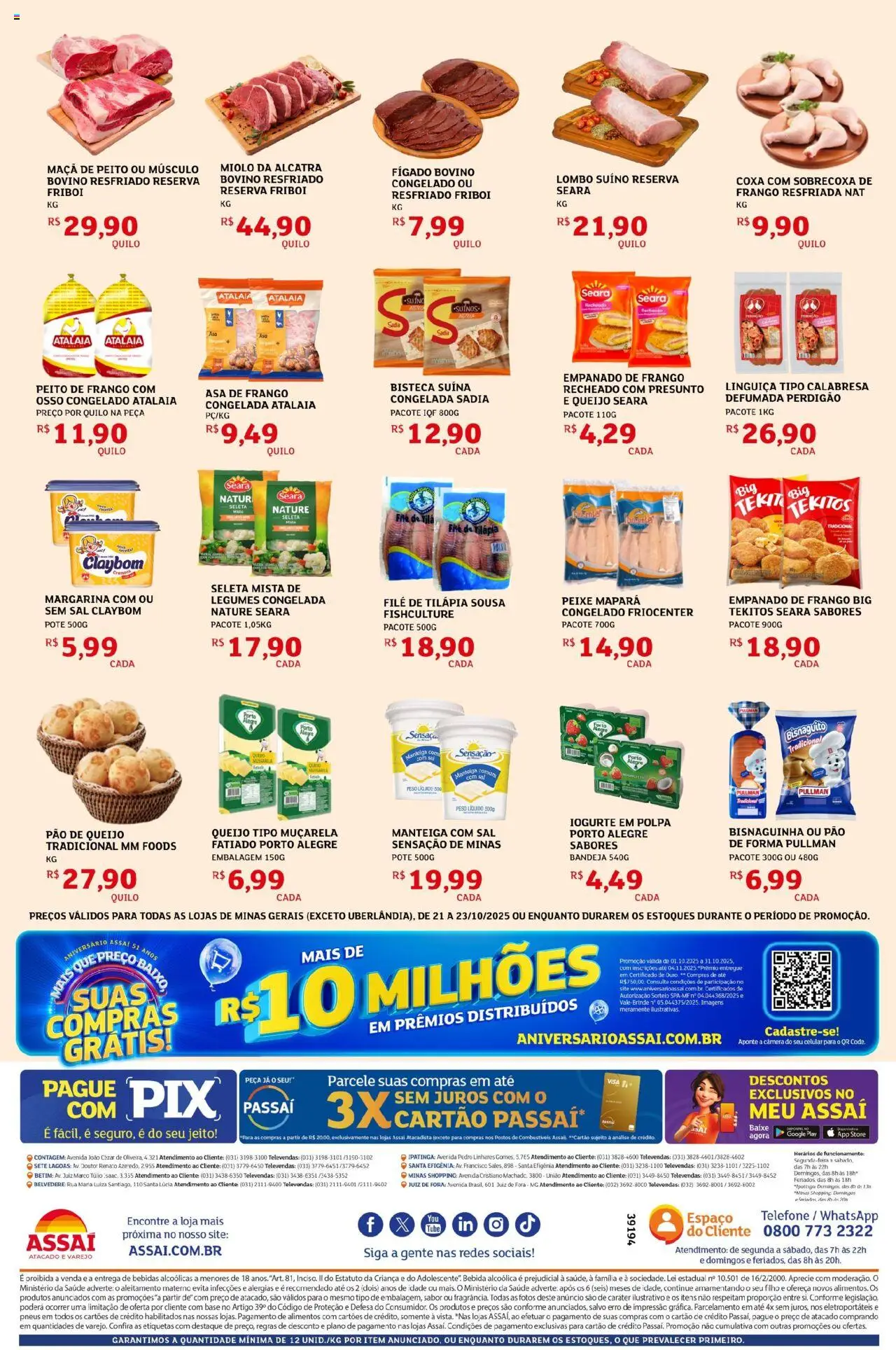 Assaí Atacadista Folheto - válido de 21.10.2025 | Página: 2 | Produtos: Muçarela, Pneus, Telefone, Sal