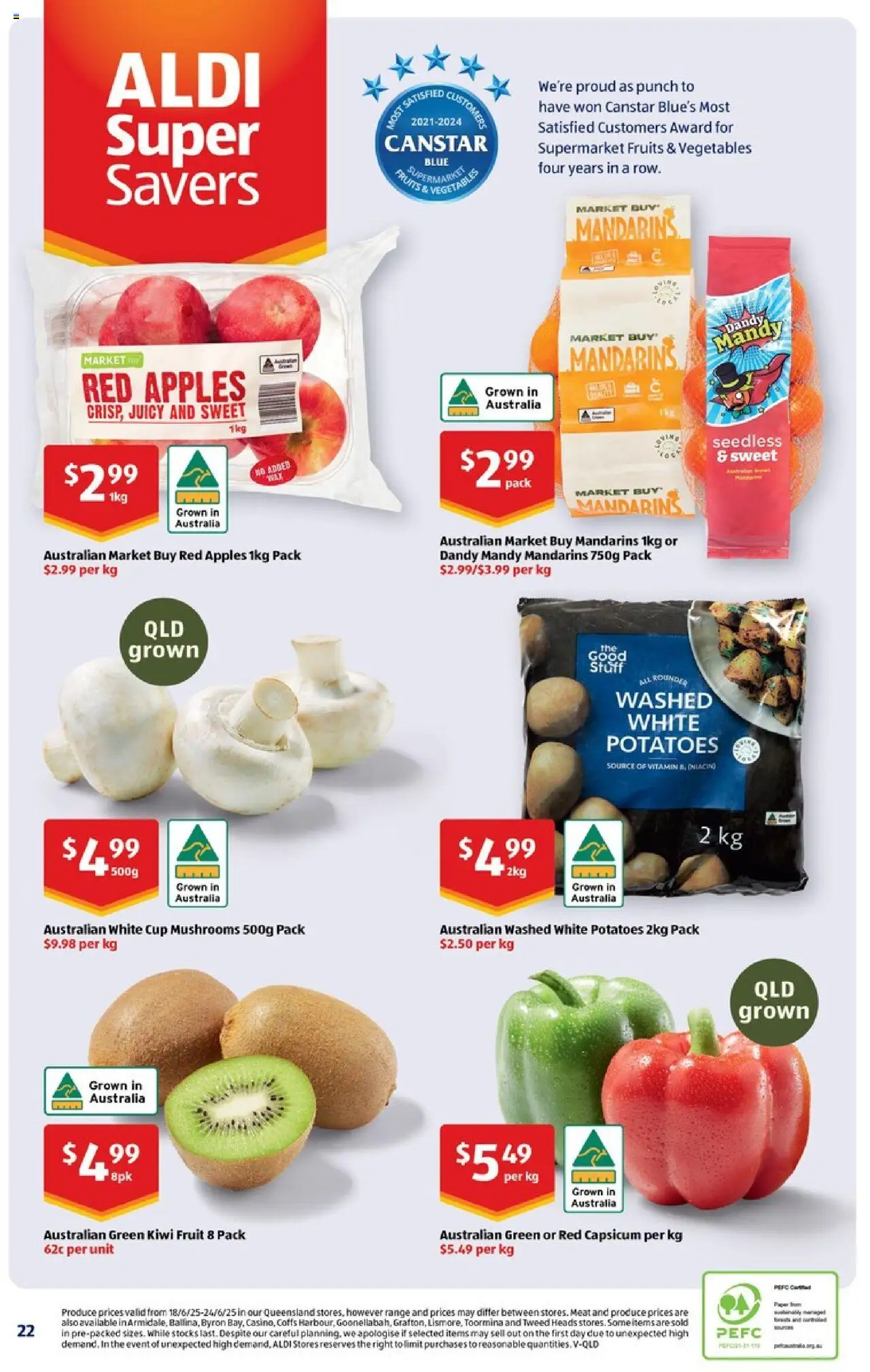 Aldi catalogue - valid from 25.06.2025 | Page: 25 | Products: Mushrooms, Meat, Mandarins, Potatoes