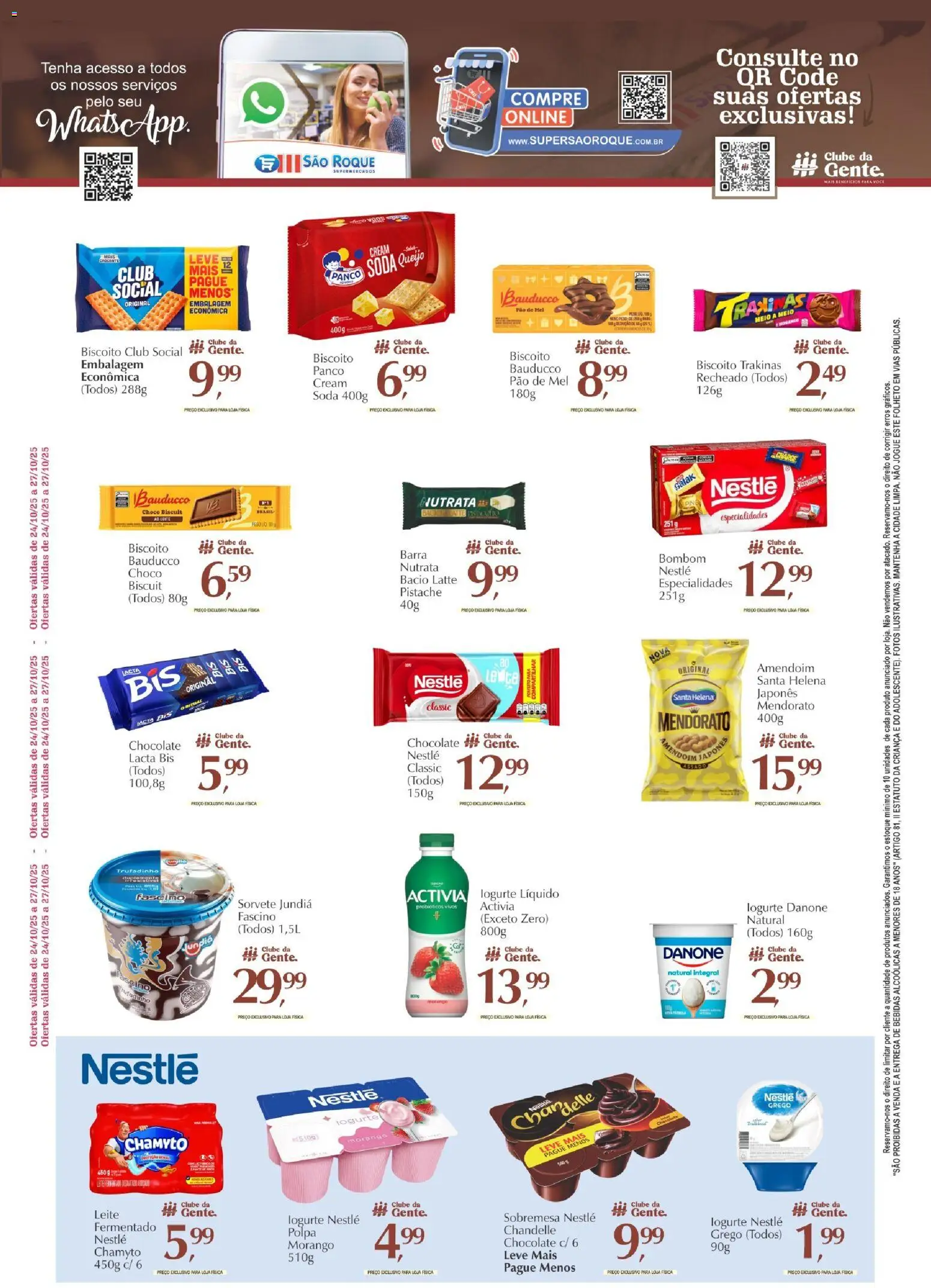 São Roque Supermercados Folheto - válido de 24.10.2025 | Página: 3 | Produtos: Biscoito, Iogurte, Mel, Bombom