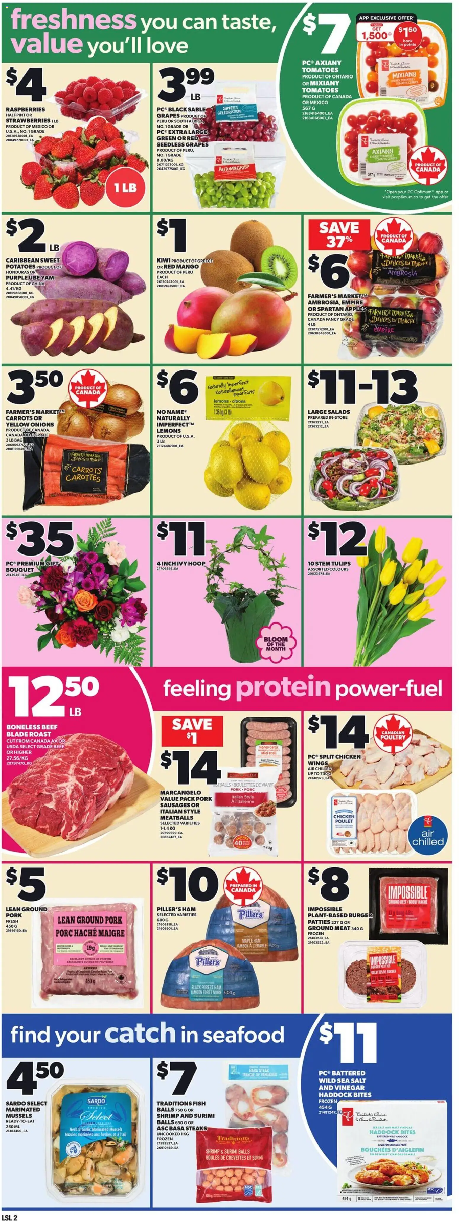 Loblaws flyer valid from 15.01.2026 | Page: 5 | Products: Beef, Strawberries, Pork, Tomatoes