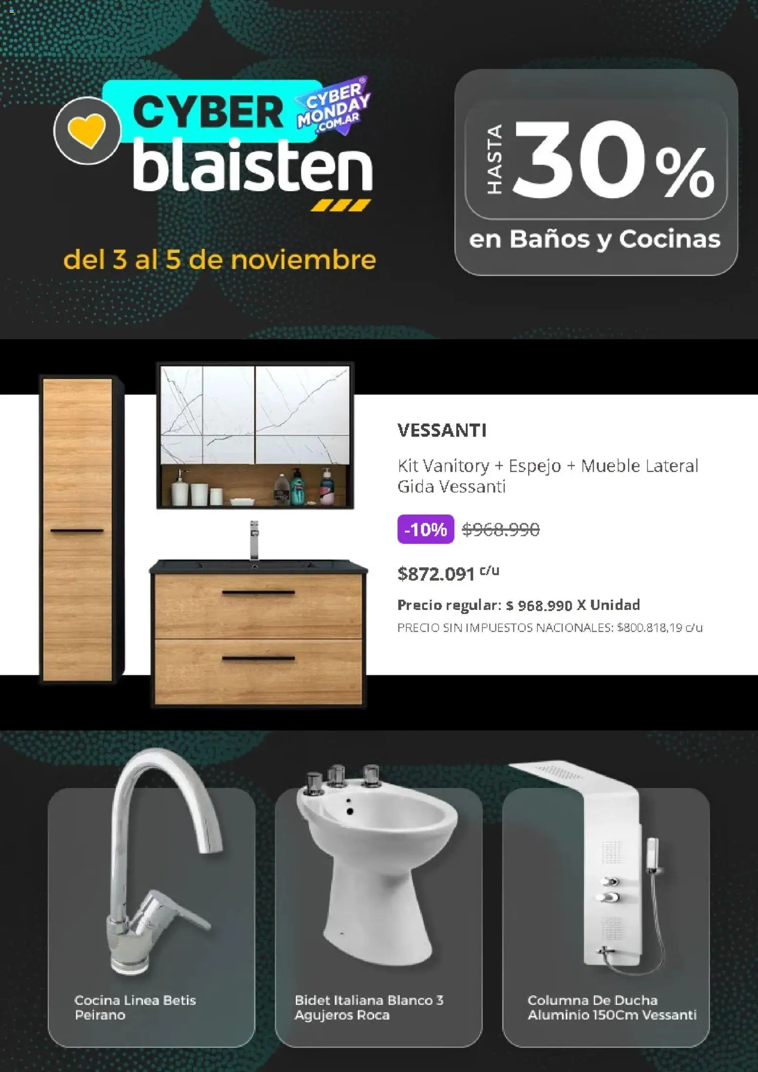 Blaisten - Cyber Monday  │ válido desde el 03.11.2025 | Página: 6 | Productos: Bidet, Cocina, Ducha, Espejo