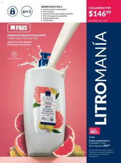 Vista previa de Crema corporal 6 en 1, Toronja y jengibre, hidratación revitalizante, 3 variantes, 1 litro, nuevo folleto de la tienda, válido en México a partir del 13.03.2026 | Página: 165 | Productos: Crema, Toronja, Body, Crema corporal