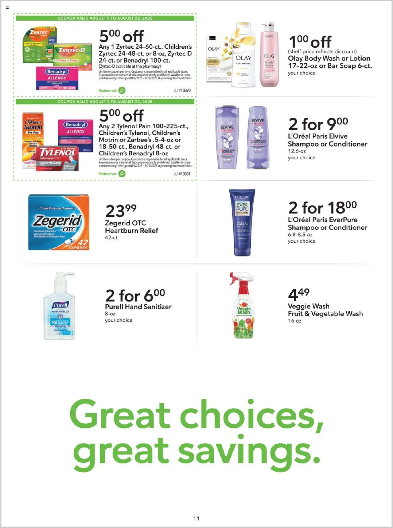 Publix Extra Savings - valid from 09.08.2025 | Page: 11 | Products: Plum, Shelf, Shampoo, Bar Soap