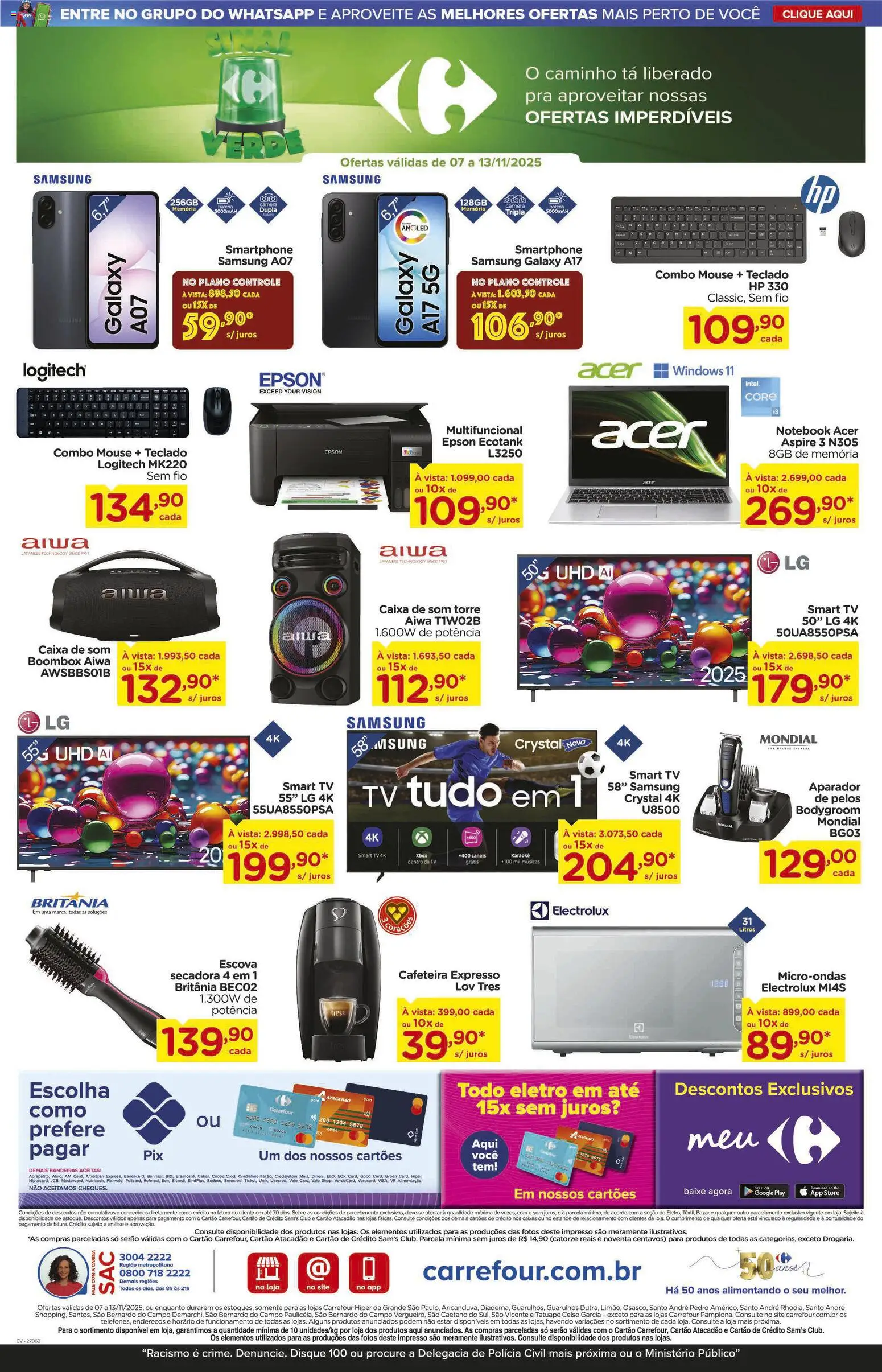 Carrefour Folheto - válido de 07.11.2025 | Página: 14 | Produtos: Notebook, Cafeteira, Microondas, Teclado
