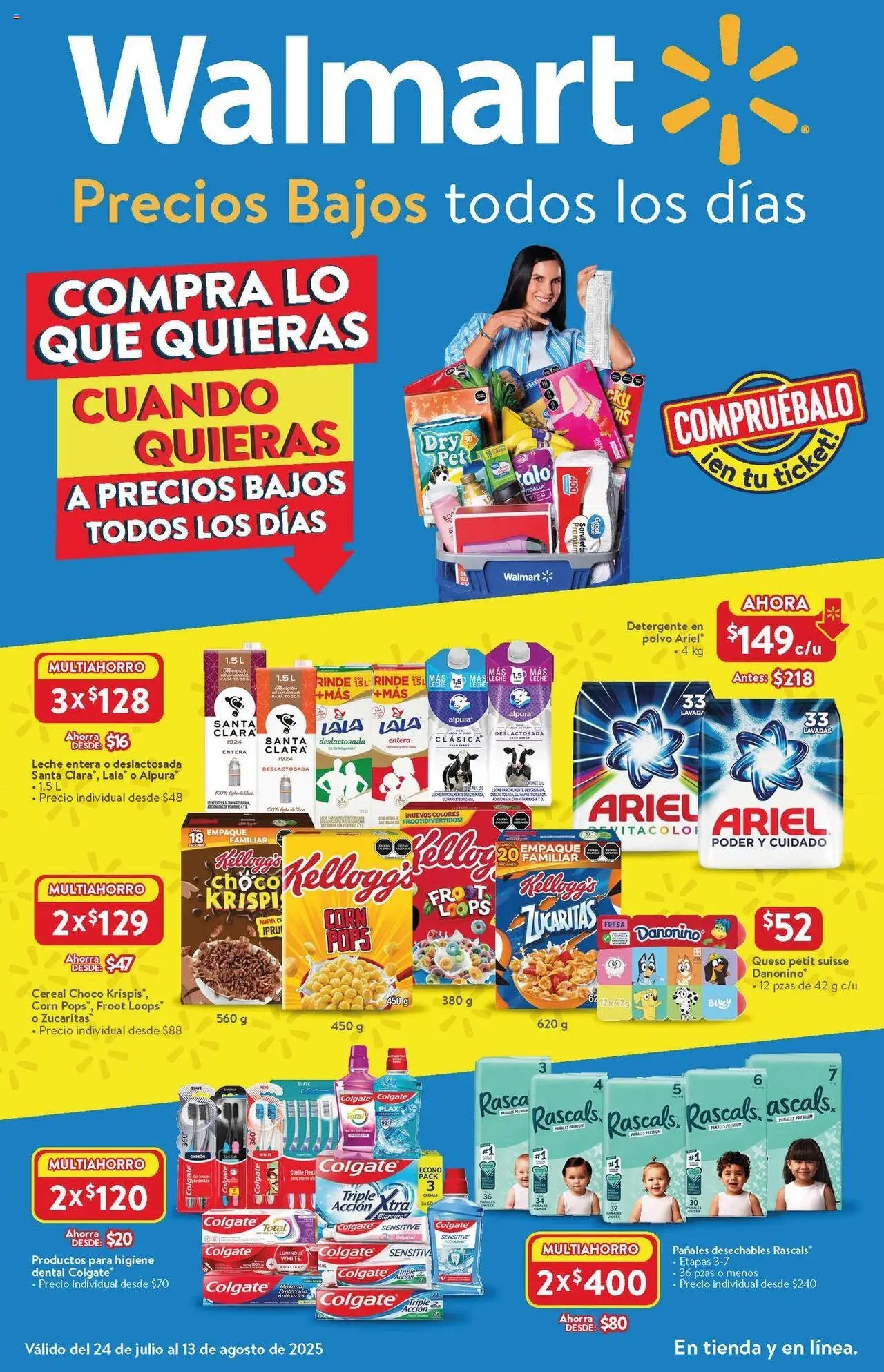Nuevas ofertas de Walmart válidas en toda la República Mexicana desde el 24.07.2025. ¡Encuentra las mejores ofertas en Walmart catálogo Verano! | Página: 1 | Productos: Fresa, Leche, Queso, Pañales
