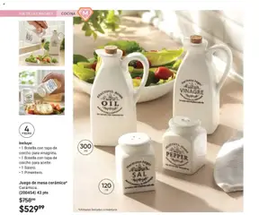 Vista previa de Juego de mesa cerámica*, Cerámica. Incluye: 1 Botella con tapa de corcho para vinagreta, 1 Botella con tapa de corcho para aceite, 1 Salero, 1 Pimentero., nuevo folleto de la tienda, válido en México a partir del 02.04.2026 | Página: 38