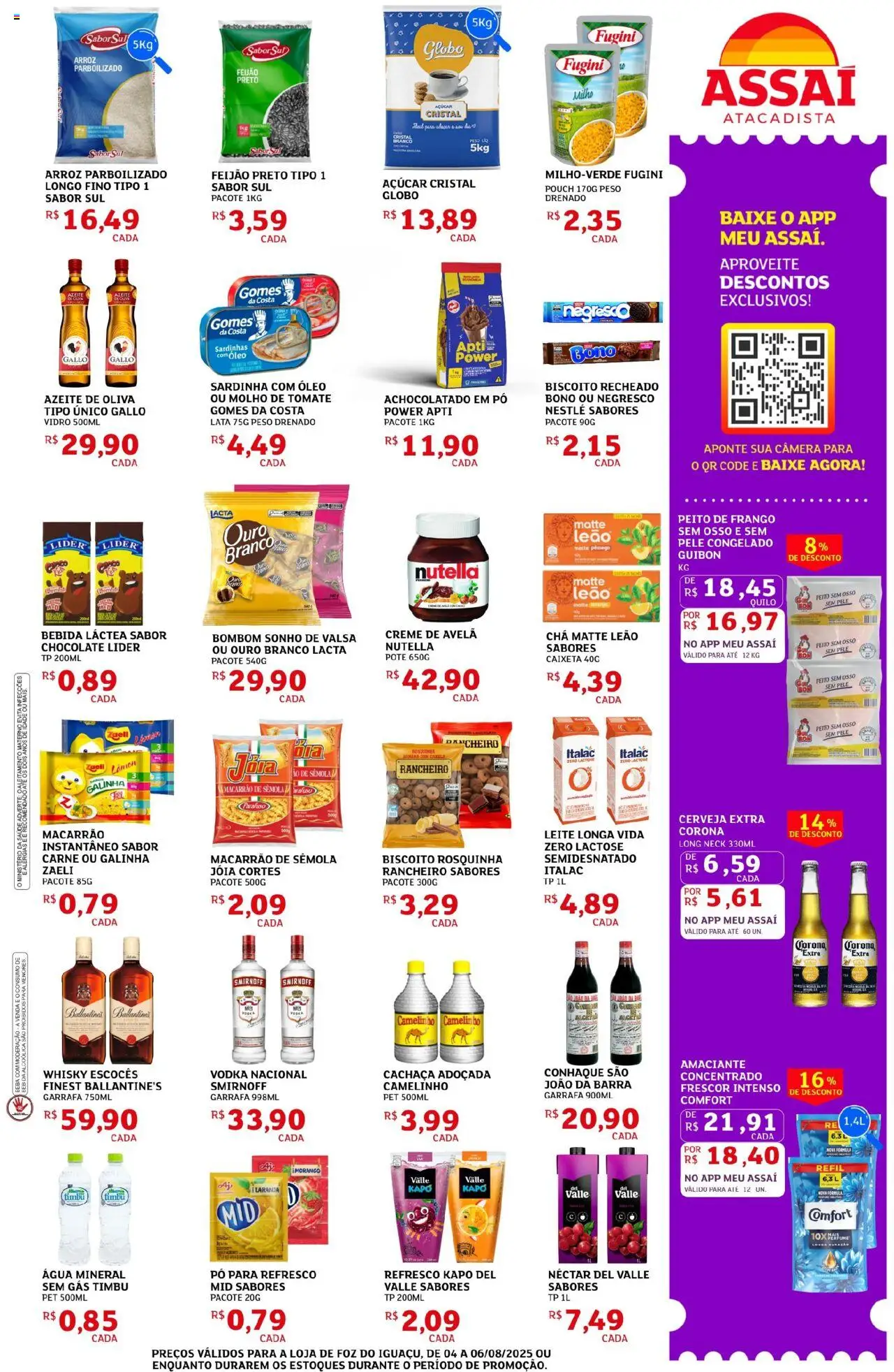 Assaí Atacadista Folheto - válido de 04.08.2025 | Página: 3 | Produtos: Feijão, Gomes da costa, Macarrão, Azeite