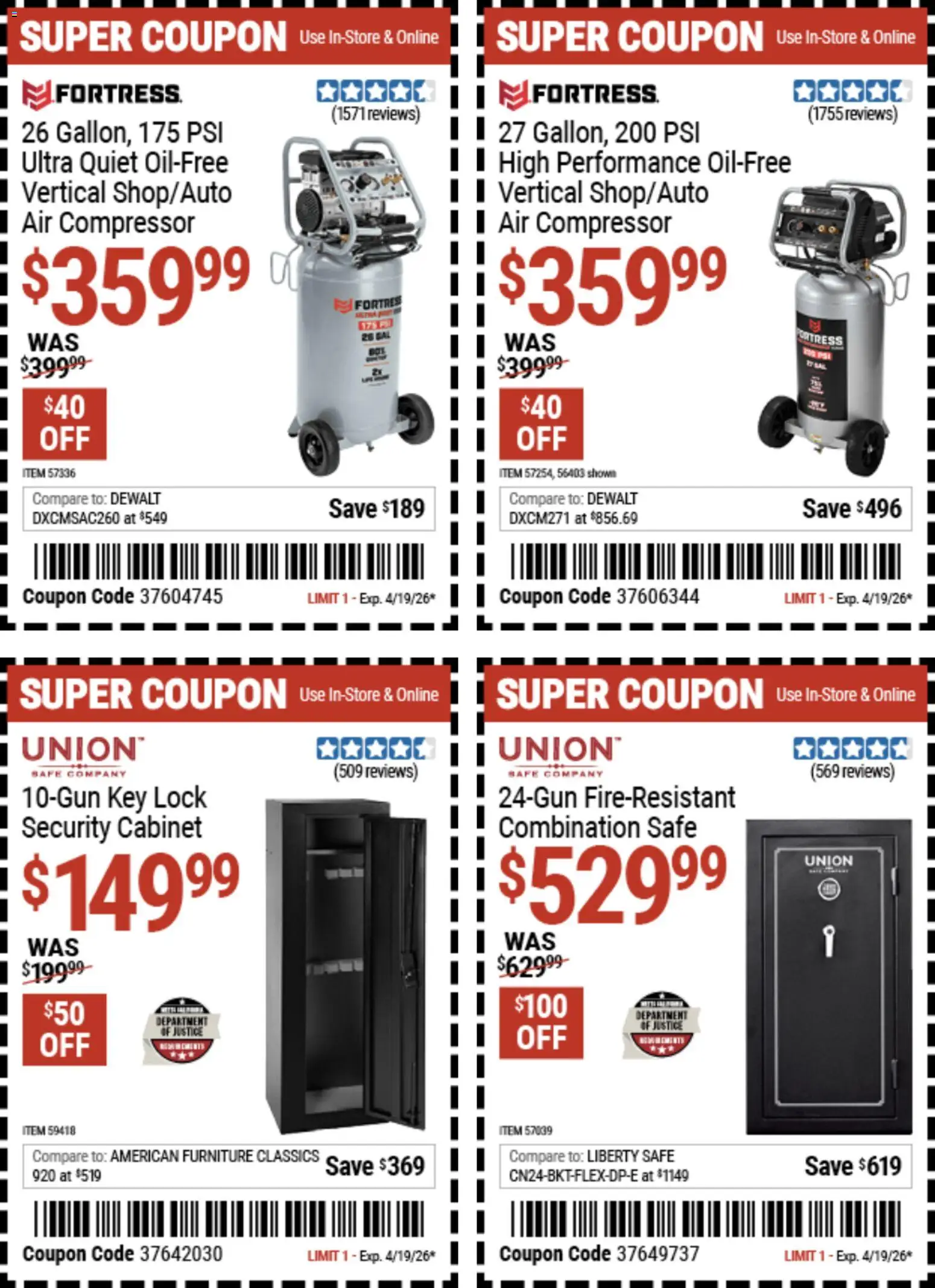 Harbor Freight Spring Black Friday - valid from 14.04.2026 | Page: 29 | Products: Compressor, Safe