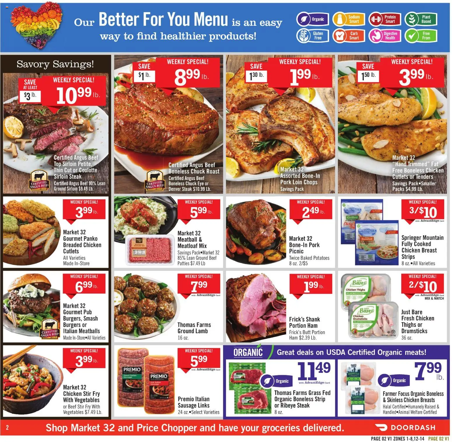 Price Chopper Weekly Ad - valid from 22.02.2026 | Page: 2 | Products: Beef, Potatoes, Vegetables, Sausage