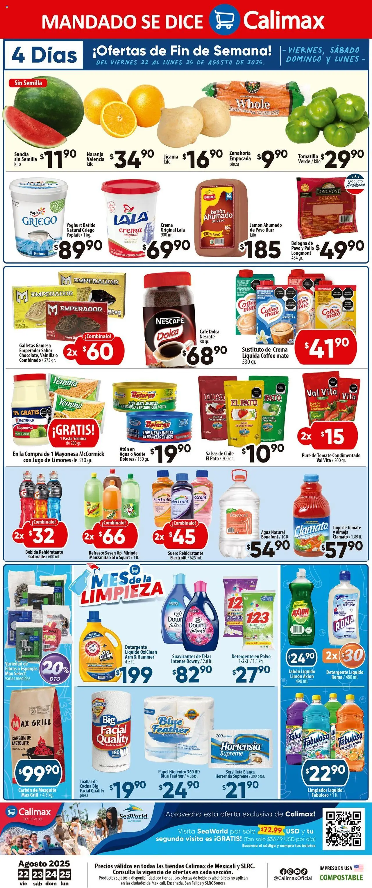 Nuevas ofertas de Calimax válidas en toda la República Mexicana desde el 22.08.2025. ¡Encuentra las mejores ofertas en Calimax - Folleto Mexicali! | Página: 8 | Productos: Jabón líquido, Aceite, Café, Pasta
