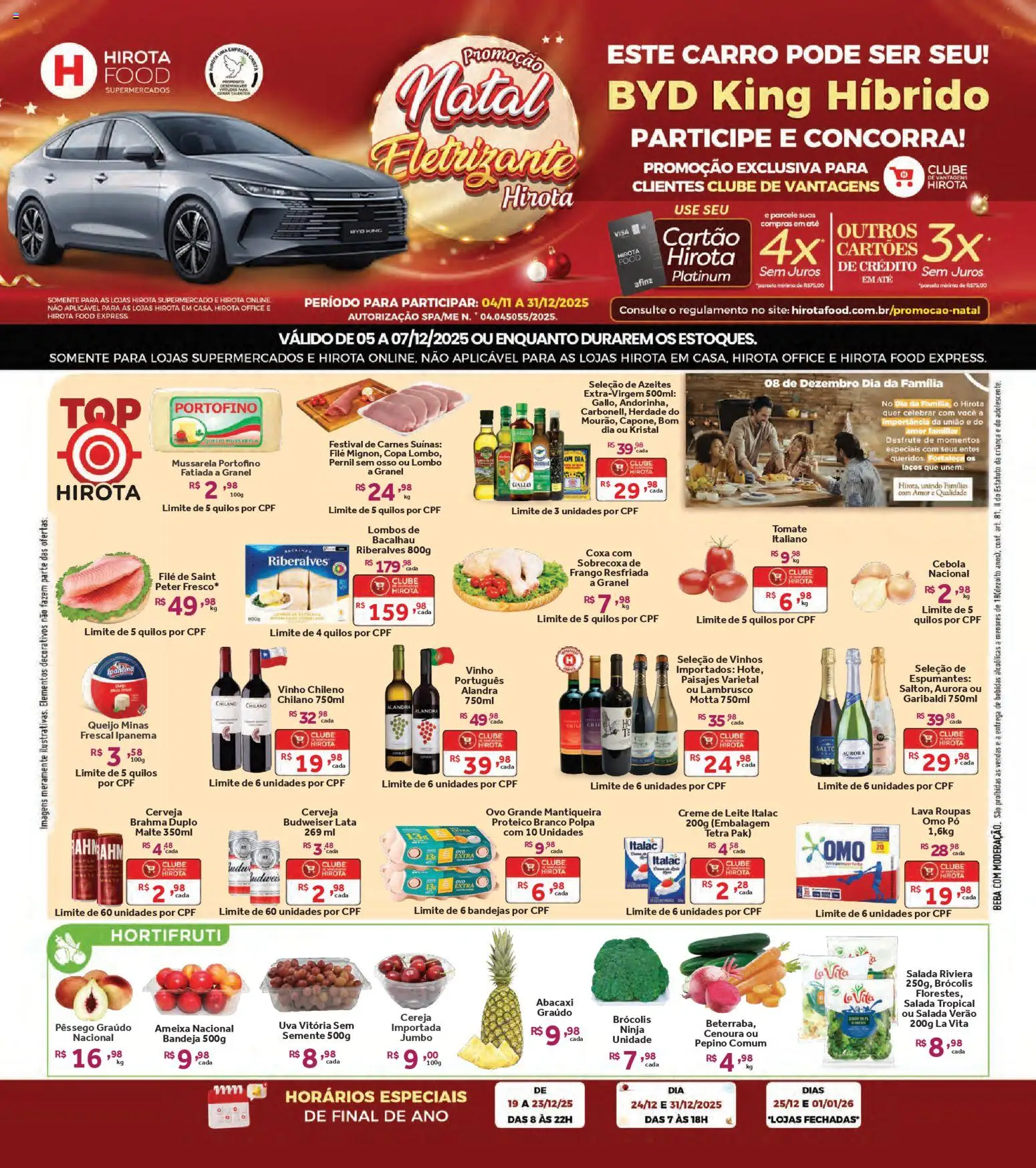 Hirota Food Folheto - válido de 05.12.2025 | Página: 1 | Produtos: Leite, Vinho, Brócolis, Ameixa
