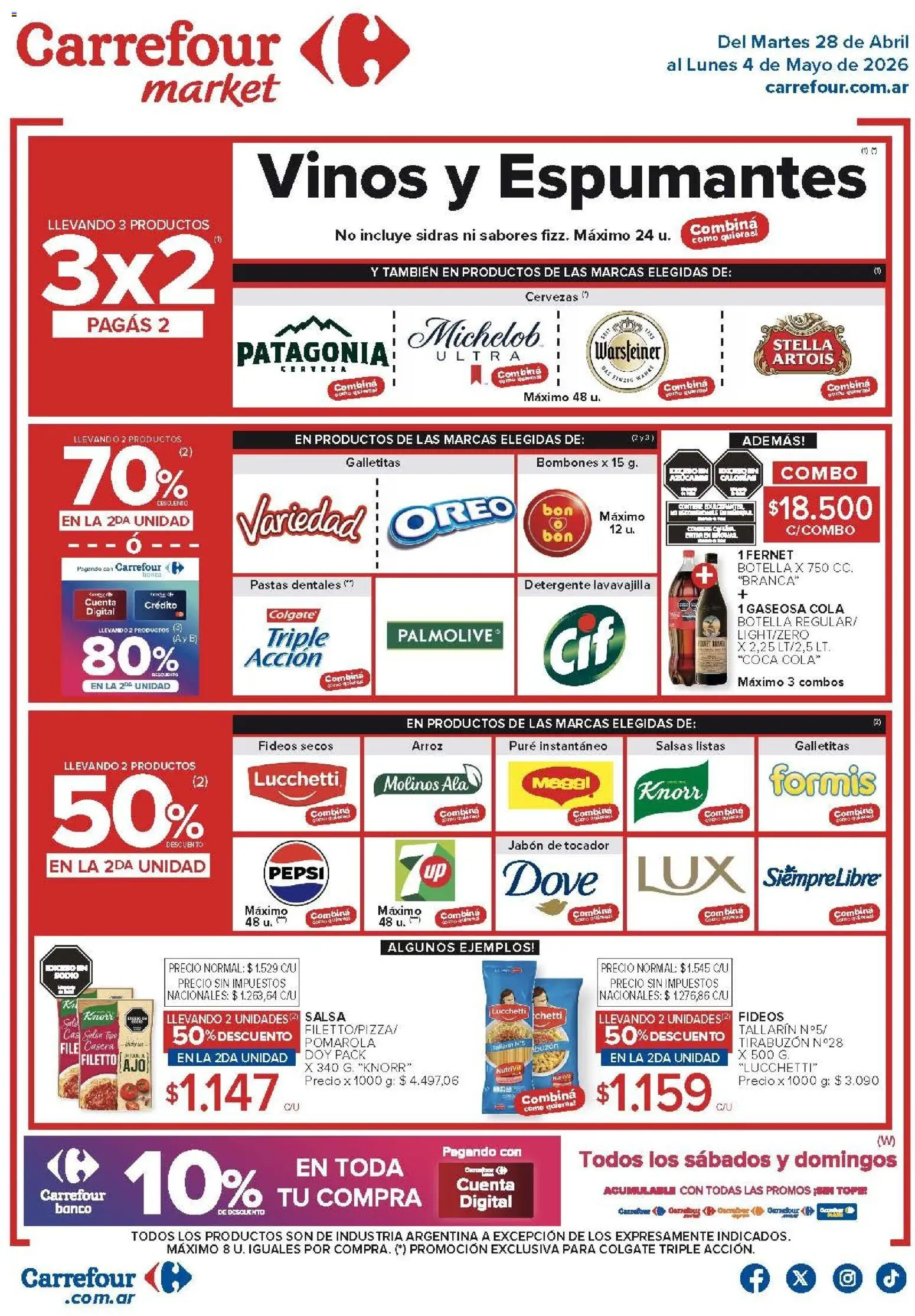 Carrefour Market - Market Paraná y Concordia │ válido desde el 28.04.2026 | Página: 1 | Productos: Banco, Detergente, Arroz, Fideos