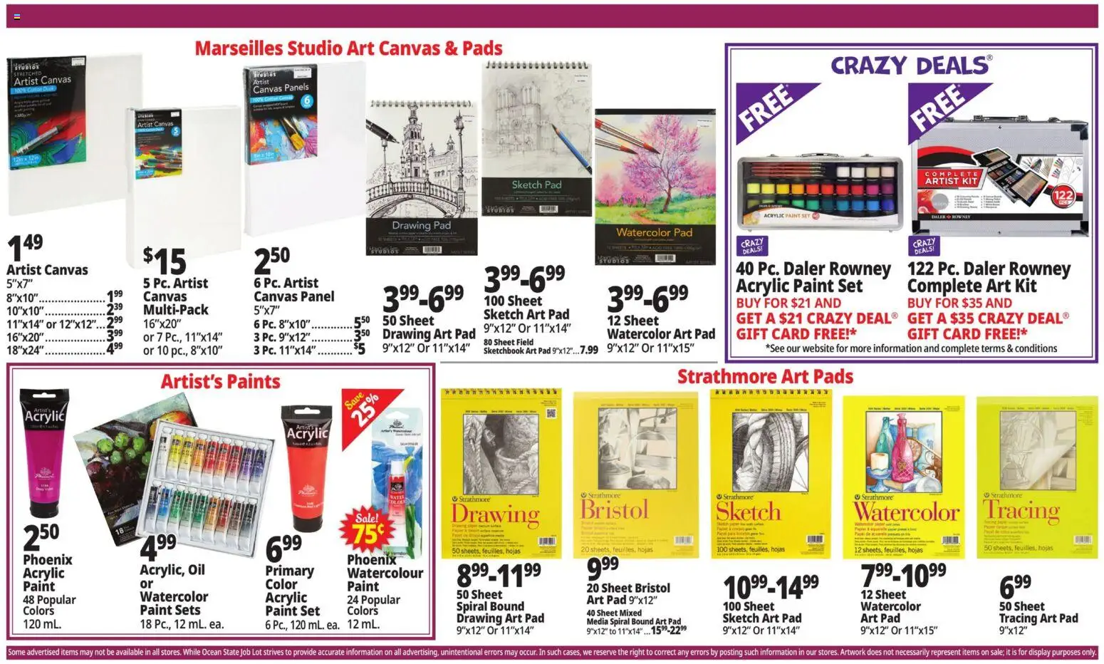 Ocean State Job Lot Weekly Ad - valid from 29.01.2026 | Page: 20 | Products: Sketchbook, Acrylic, Pc, Sheet