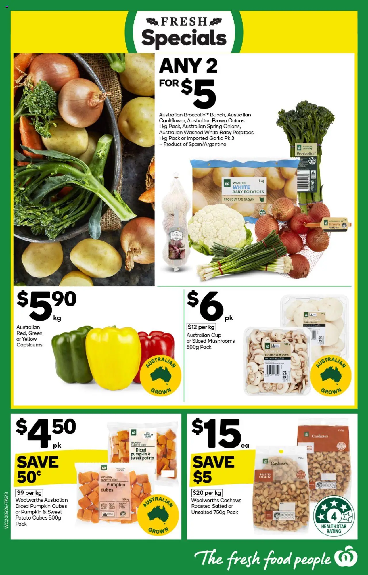 Woolworths catalogue - valid from 20.08.2025 | Page: 14 | Products: Mushrooms, Onions, Garlic, Pumpkin