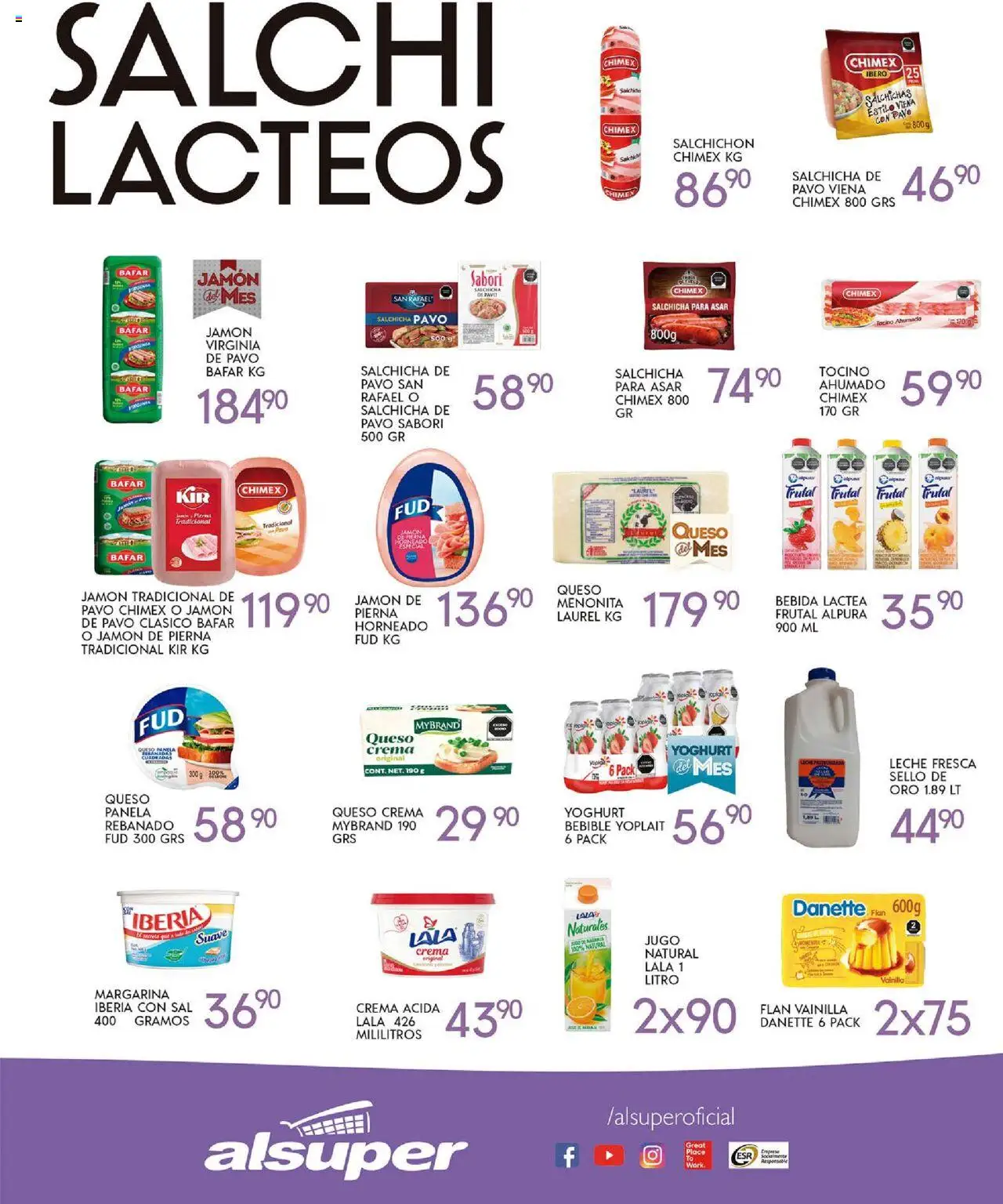 Nuevas ofertas de Alsuper válidas en toda la República Mexicana desde el 10.10.2025. ¡Encuentra las mejores ofertas en Alsuper - Folleto! | Página: 3 | Productos: Sal, Salchicha, Queso crema, Leche