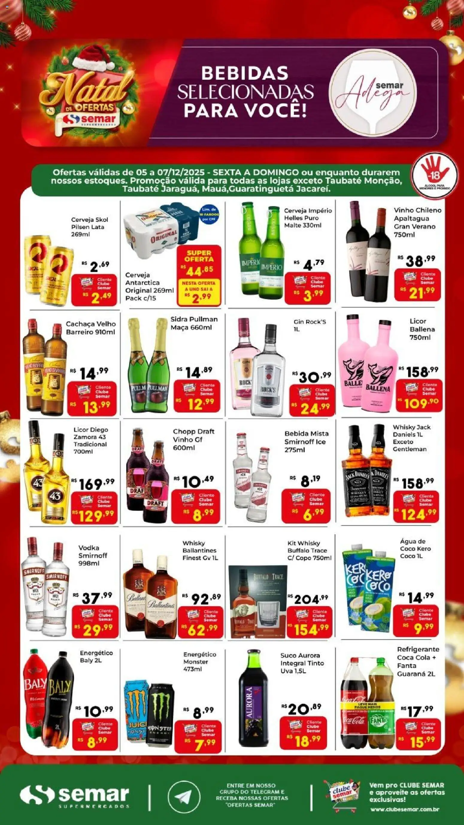 Semar Supermercado Folheto - válido de 05.12.2025 | Página: 1 | Produtos: Coco, Cola, Vinho, Monster