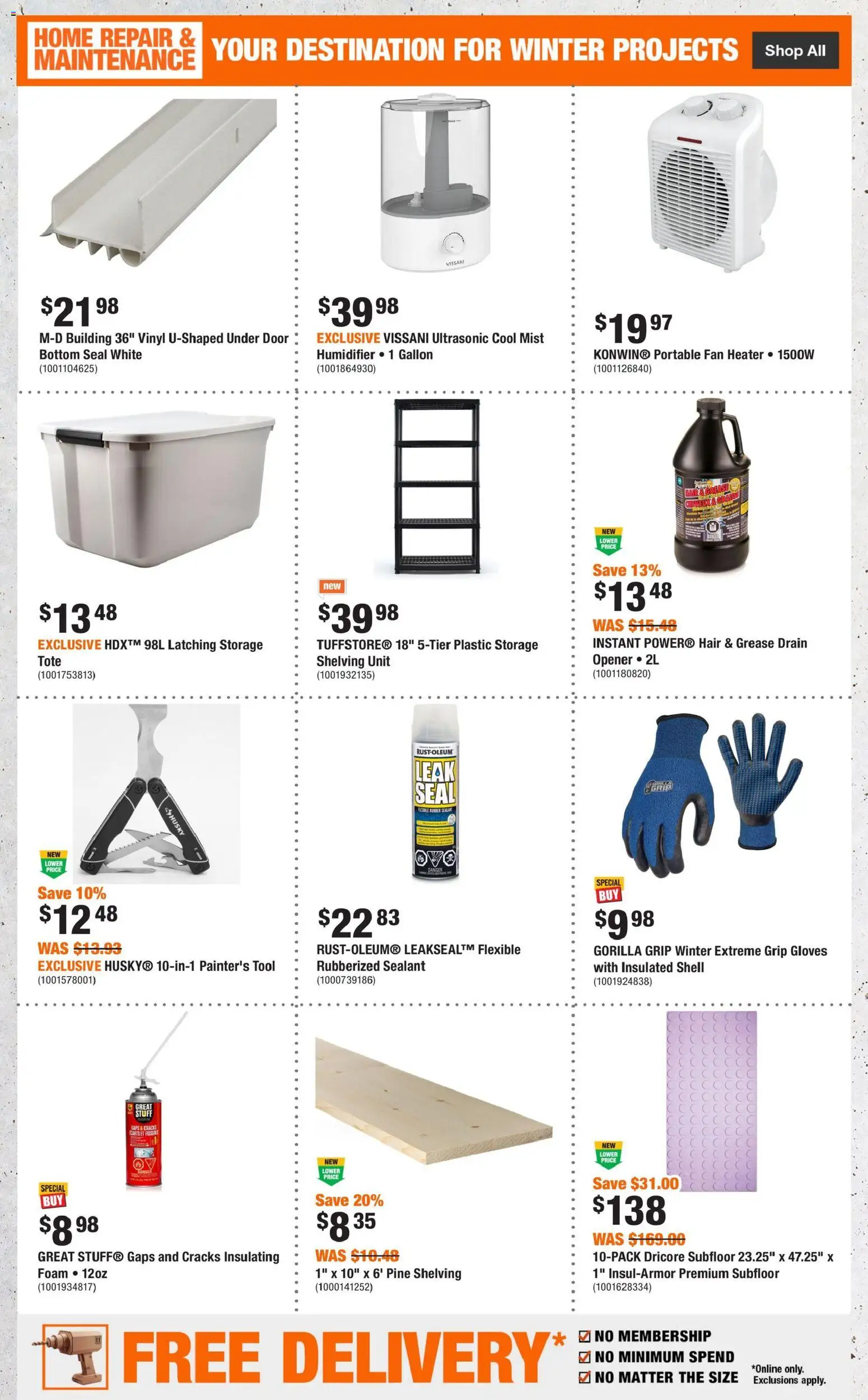 Home Depot flyer valid from 11.12.2025 | Page: 7 | Products: Gloves, Fan