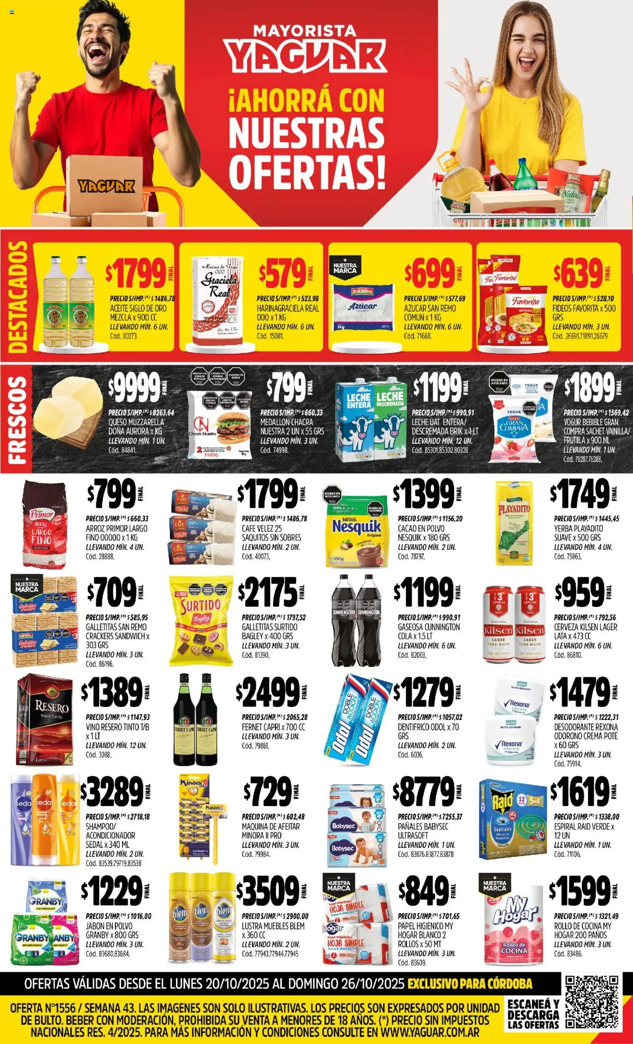 Yaguar - Córdoba │ válido desde el 20.10.2025 | Página: 1 | Productos: Yerba, Cerveza, Arroz, Pañales