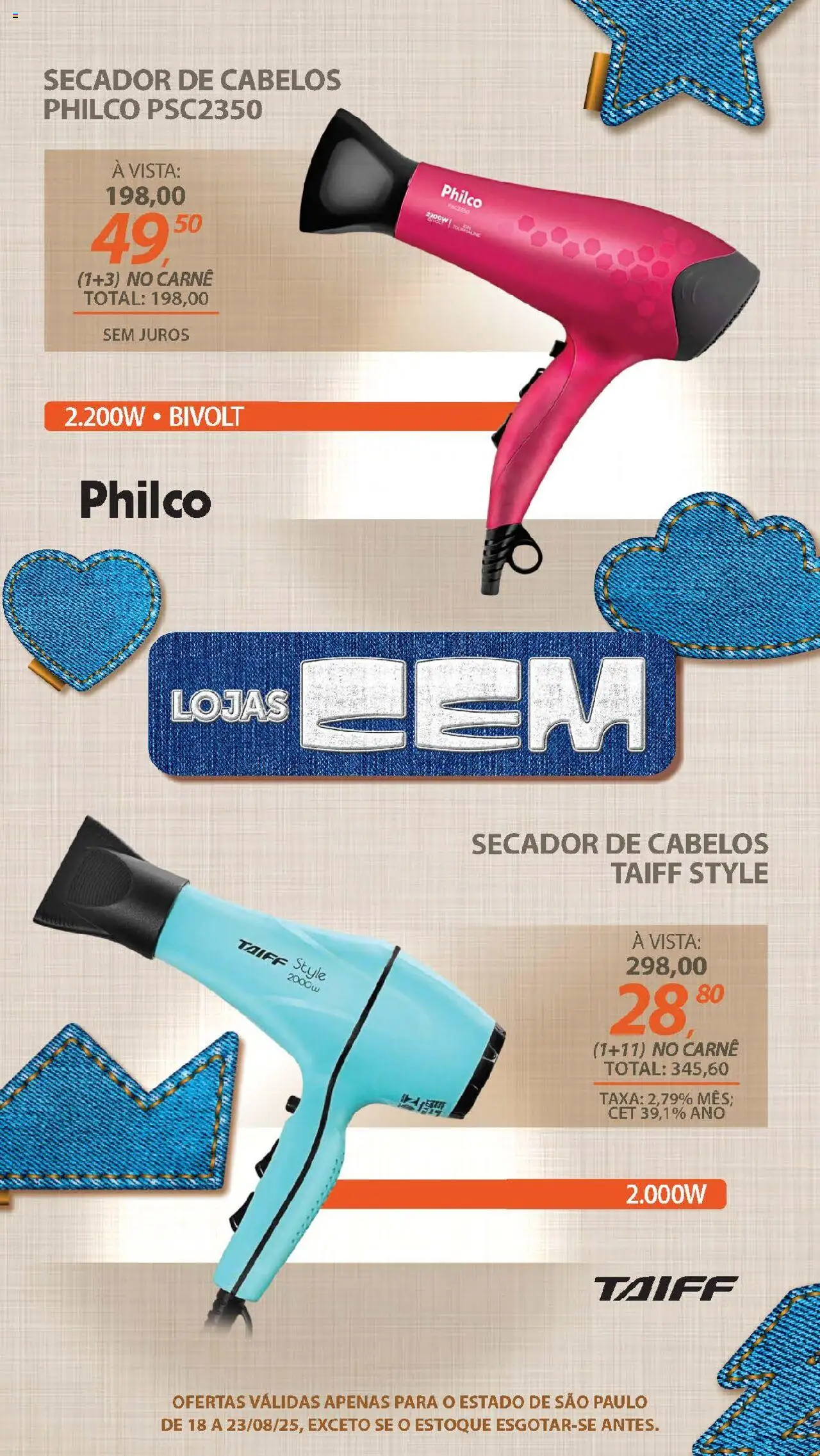 Lojas Cem Folheto - válido de 18.08.2025 | Página: 65 | Produtos: Secador, Carne