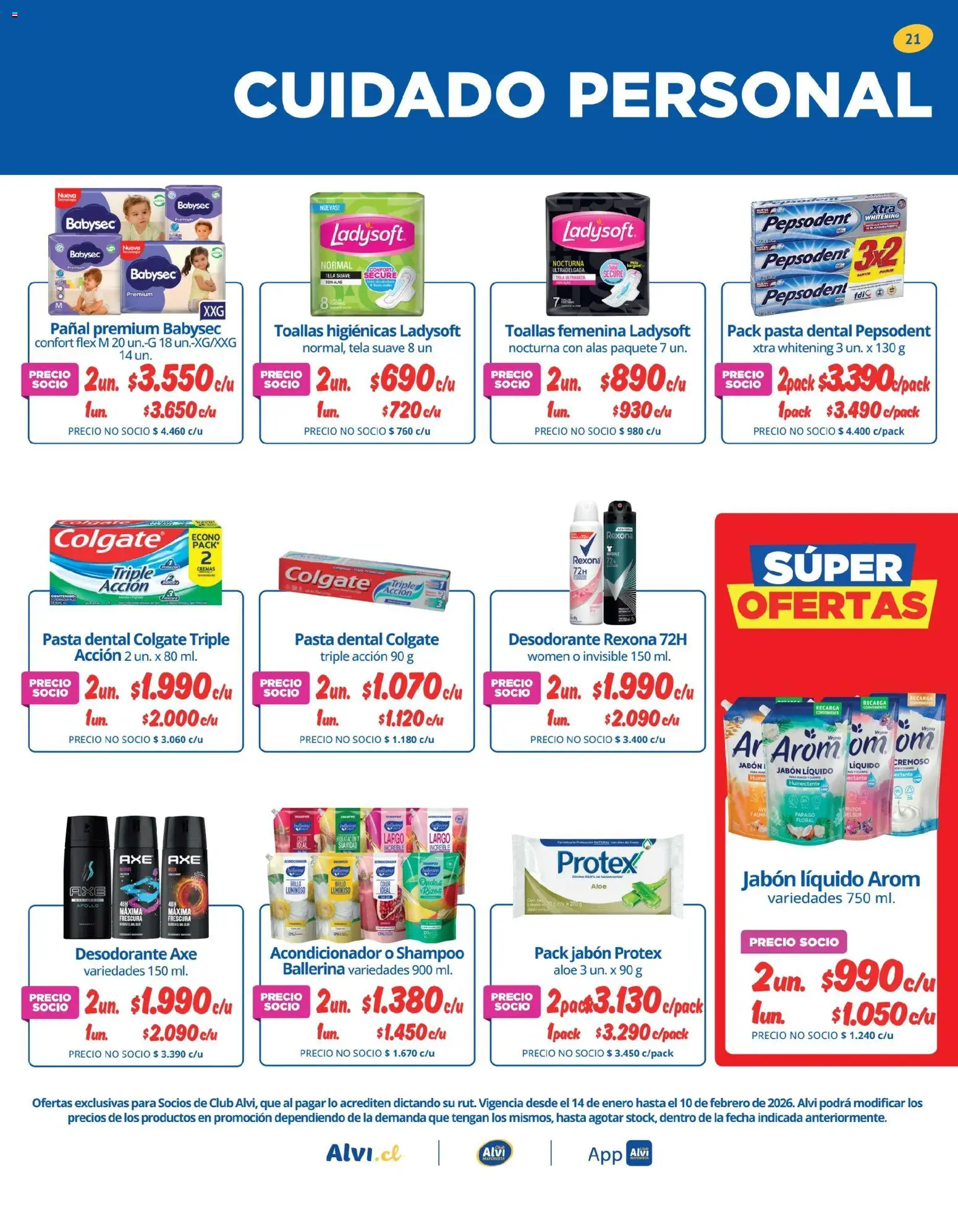 Alvi catálogo │ válido desde el 14.01.2026 | Página: 21 | Productos: Toallas, Desodorante, Pasta dental, Shampoo