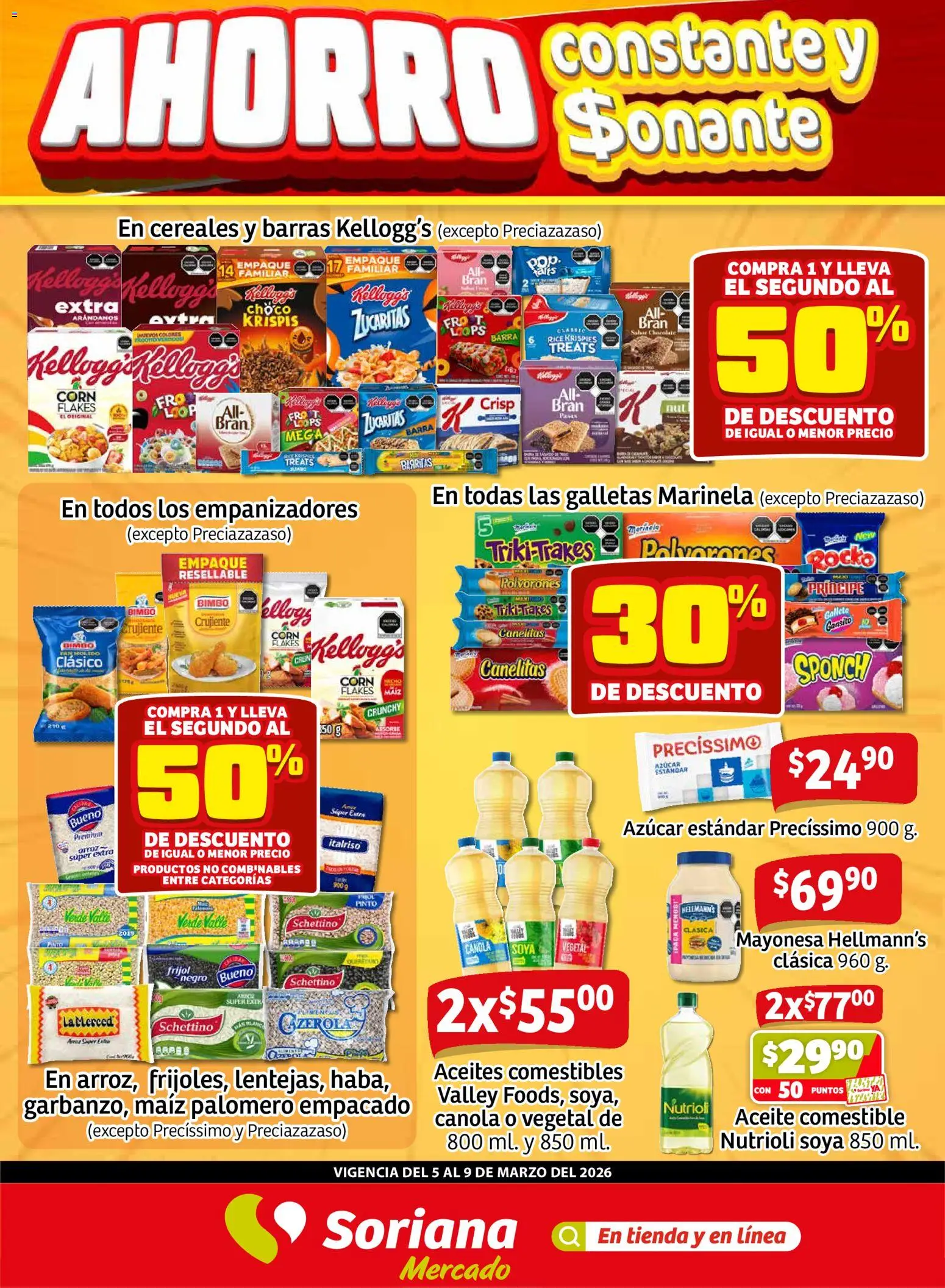 Nuevas ofertas de Soriana válidas en toda la República Mexicana desde el 05.03.2026. ¡Encuentra las mejores ofertas en Soriana Fin de Semana Mercado: Coah, Chih y Dur! | Página: 1 | Productos: Azúcar, Aceite, Chocolate, Barra