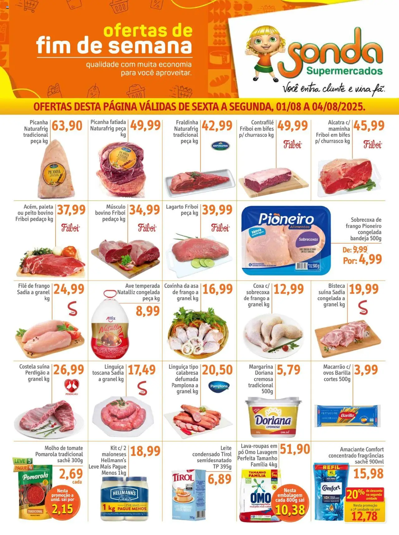 Sonda Folheto - válido de 01.08.2025 | Página: 1 | Produtos: Pó, Alcatra, Ovos, Frango