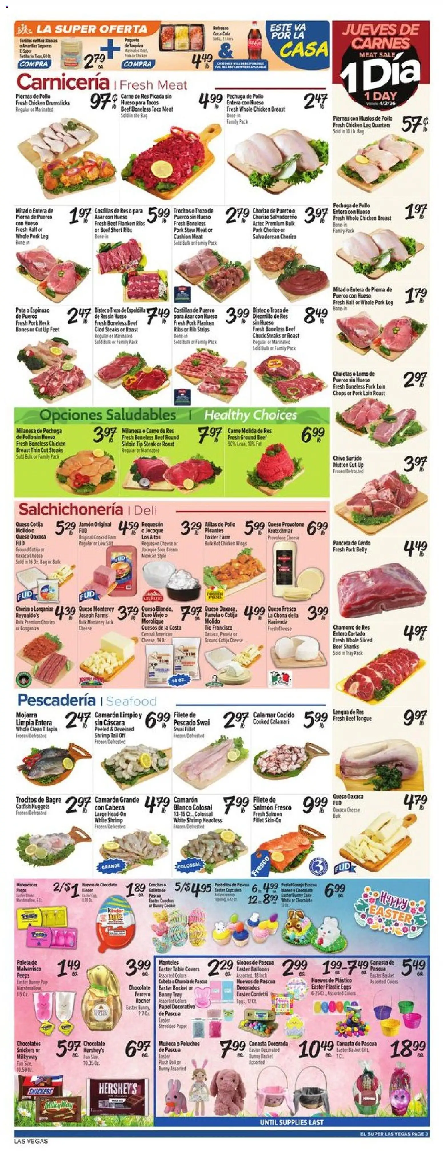 El Super Weekly Ad - NV - valid from 01.04.2026 | Page: 3 | Products: Basket, Chocolate, Pork, Beef