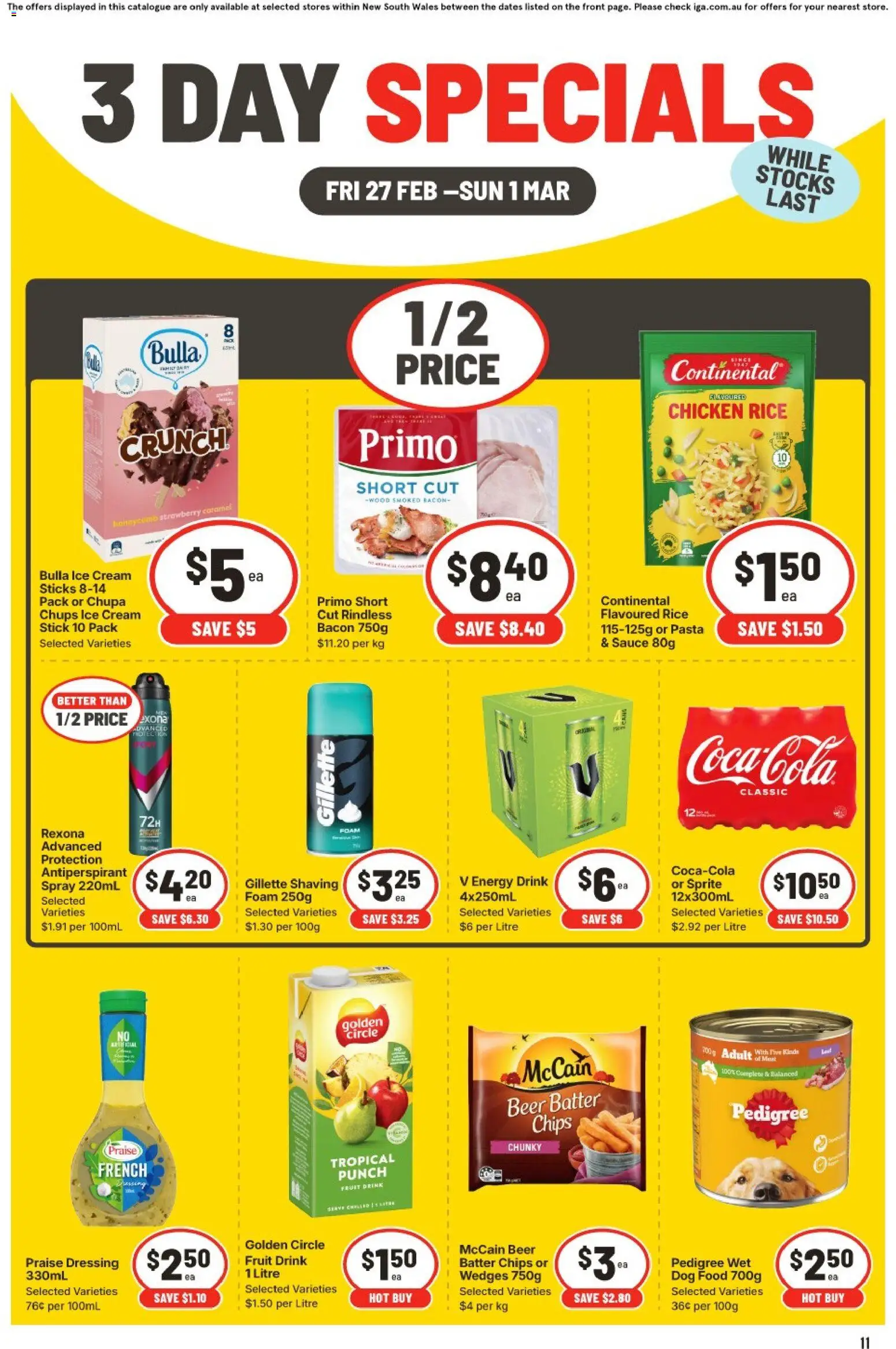 IGA catalogue - valid from 27.02.2026 | Page: 2 | Products: Bacon, Beer, Rice, Sauce