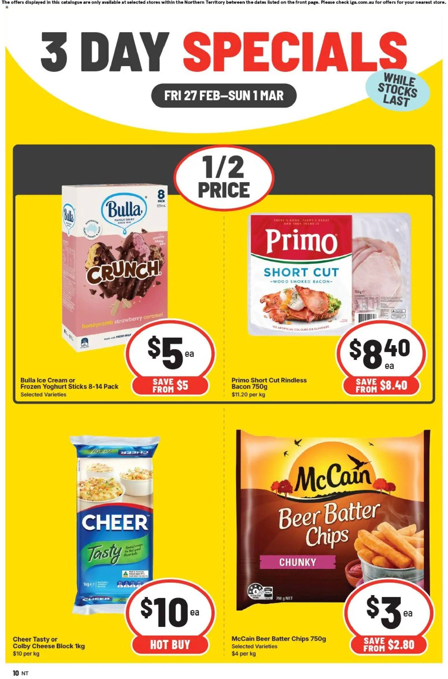 IGA catalogue - valid from 27.02.2026 | Page: 3 | Products: Milk, Cheese, Chips, Wood