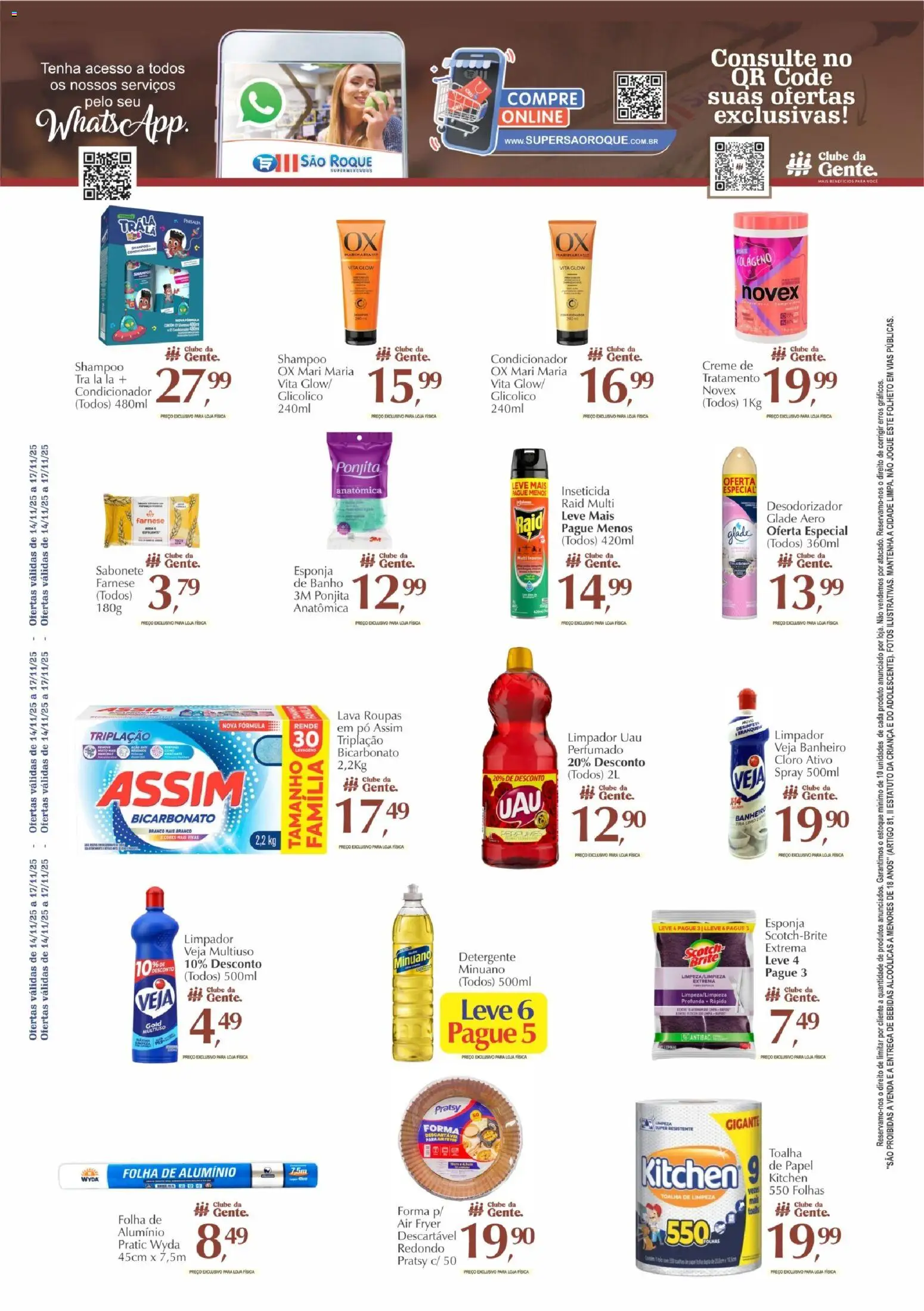 São Roque Supermercados Folheto - válido de 14.11.2025 | Página: 6 | Produtos: Shampoo, Cloro, Creme, Inseticida