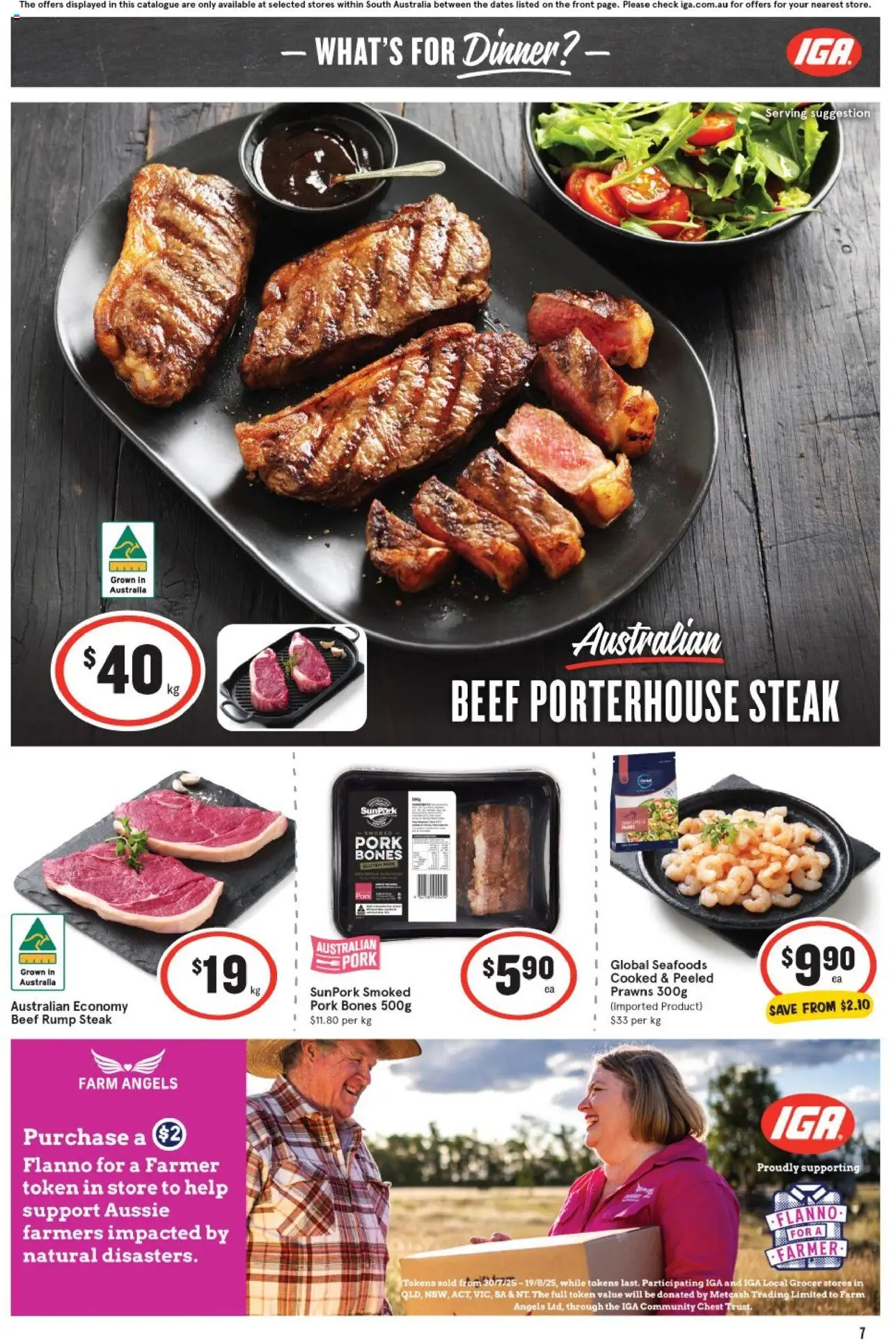 IGA catalogue - valid from 06.08.2025 | Page: 7 | Products: Pork, Beef, Prawns, Steak