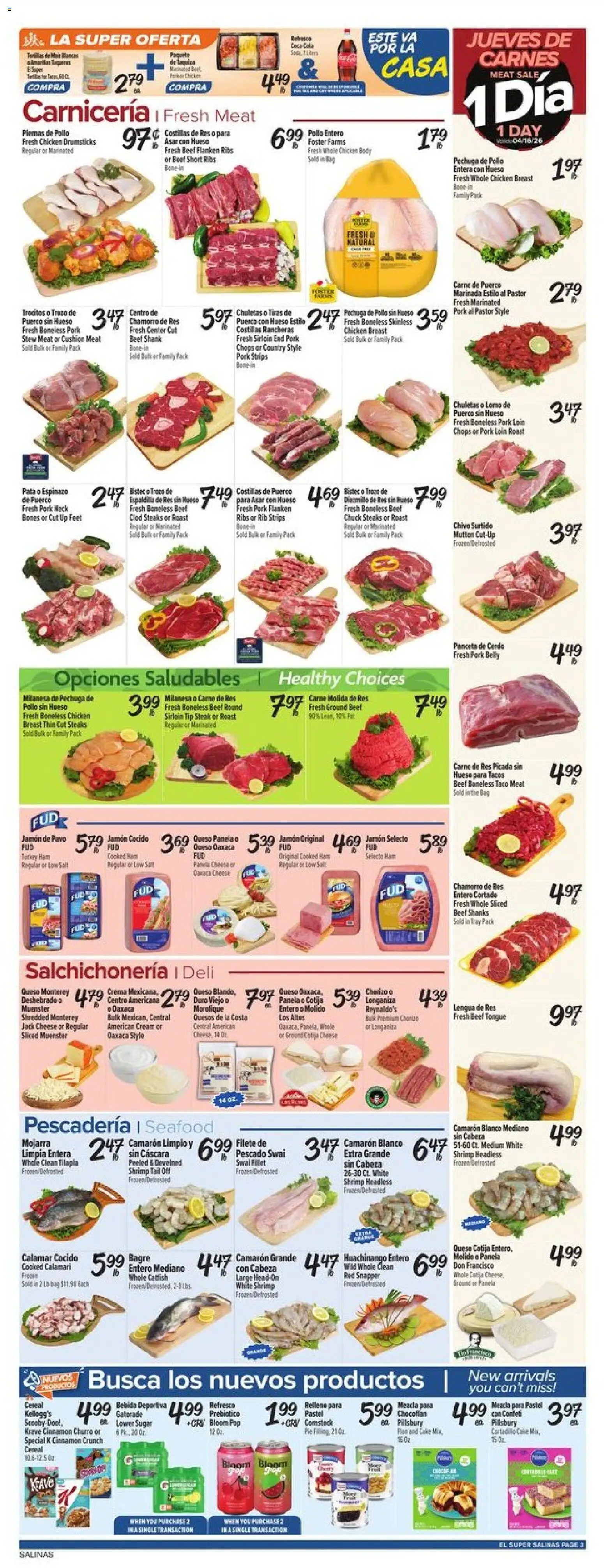 El Super Weekly Ad - valid from 15.04.2026 | Page: 3 | Products: Cheese, Ham, Pork, Bag