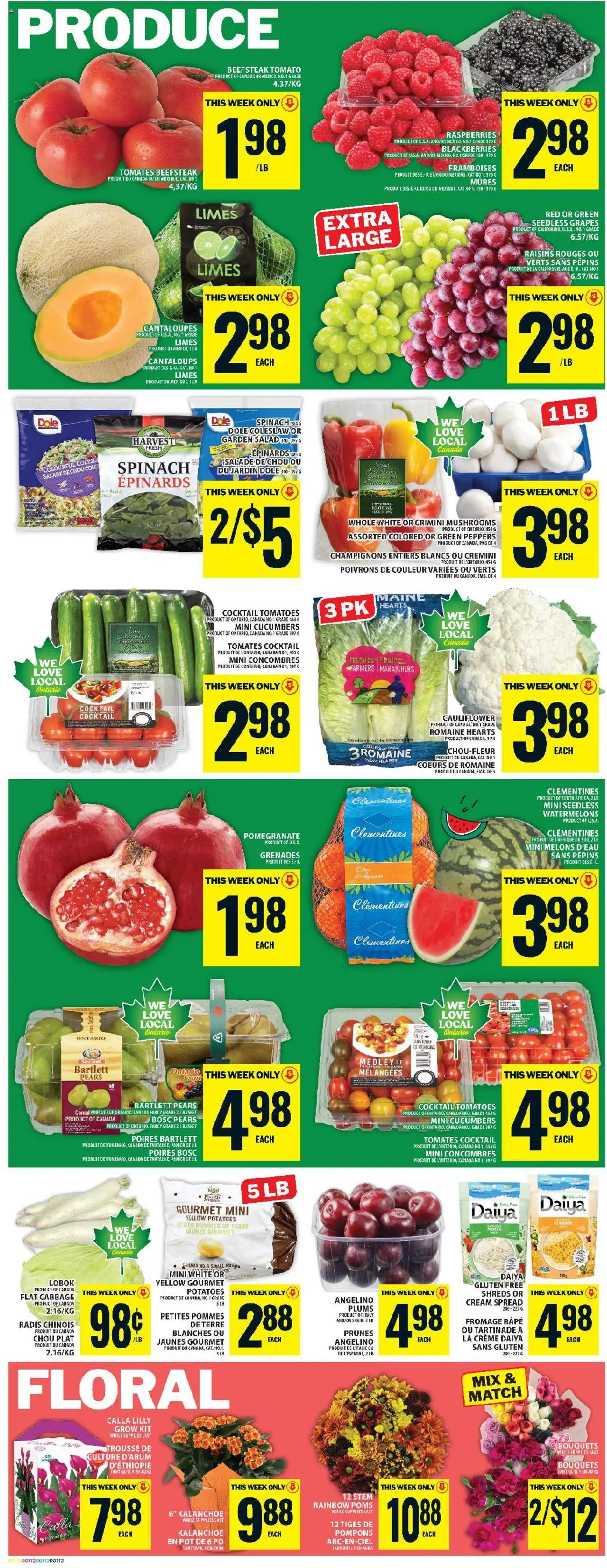Food Basics flyer valid from 16.10.2025 | Page: 4 | Products: Cream, Cucumbers, Potatoes, Basket