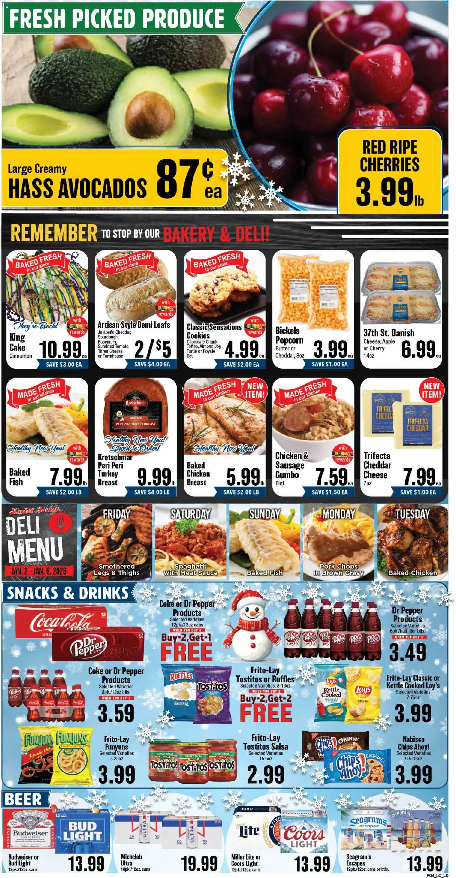 Market Basket Lake Charles - valid from 02.01.2026 | Page: 4 | Products: Cherries, Chocolate, Fish, Kettle