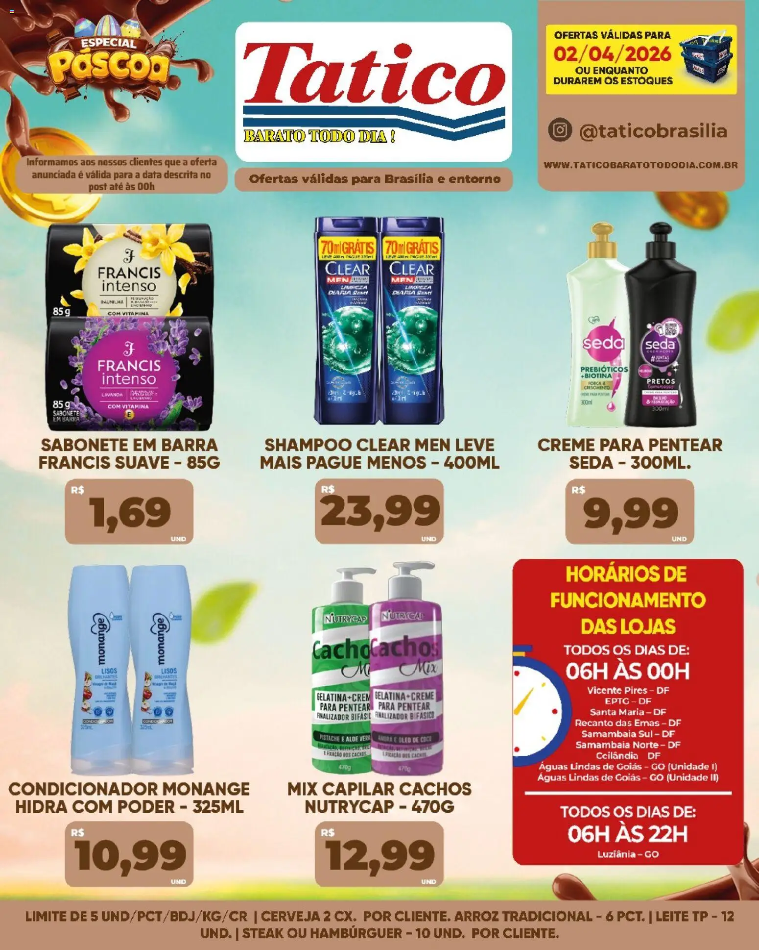 Tatico Folheto - válido de 03.04.2026 | Página: 45 | Produtos: Cerveja, Arroz, Hambúrguer, Óleo de coco