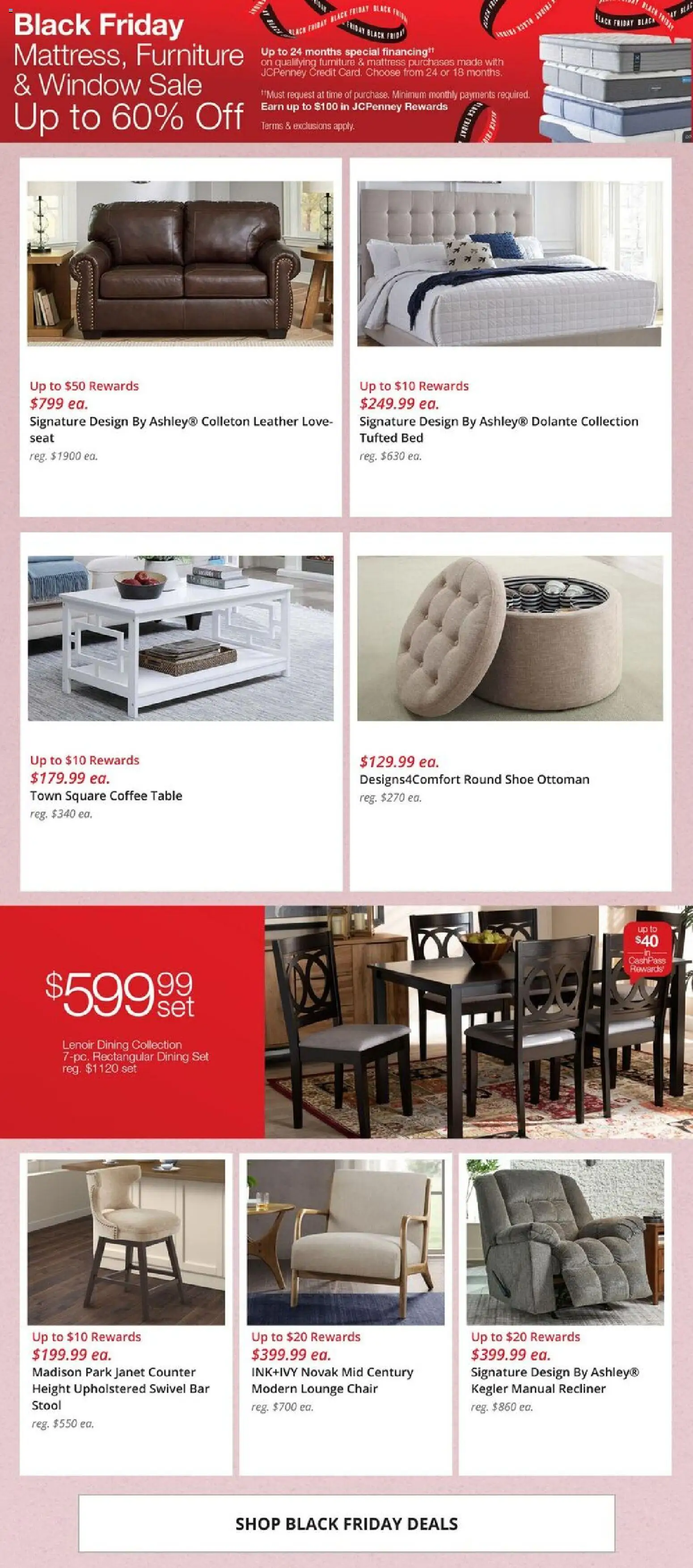 JCPenney Black Friday Home Deals - valid from 21.11.2025 | Page: 8 | Products: Coffee table, Chair, Swivel, Ottoman