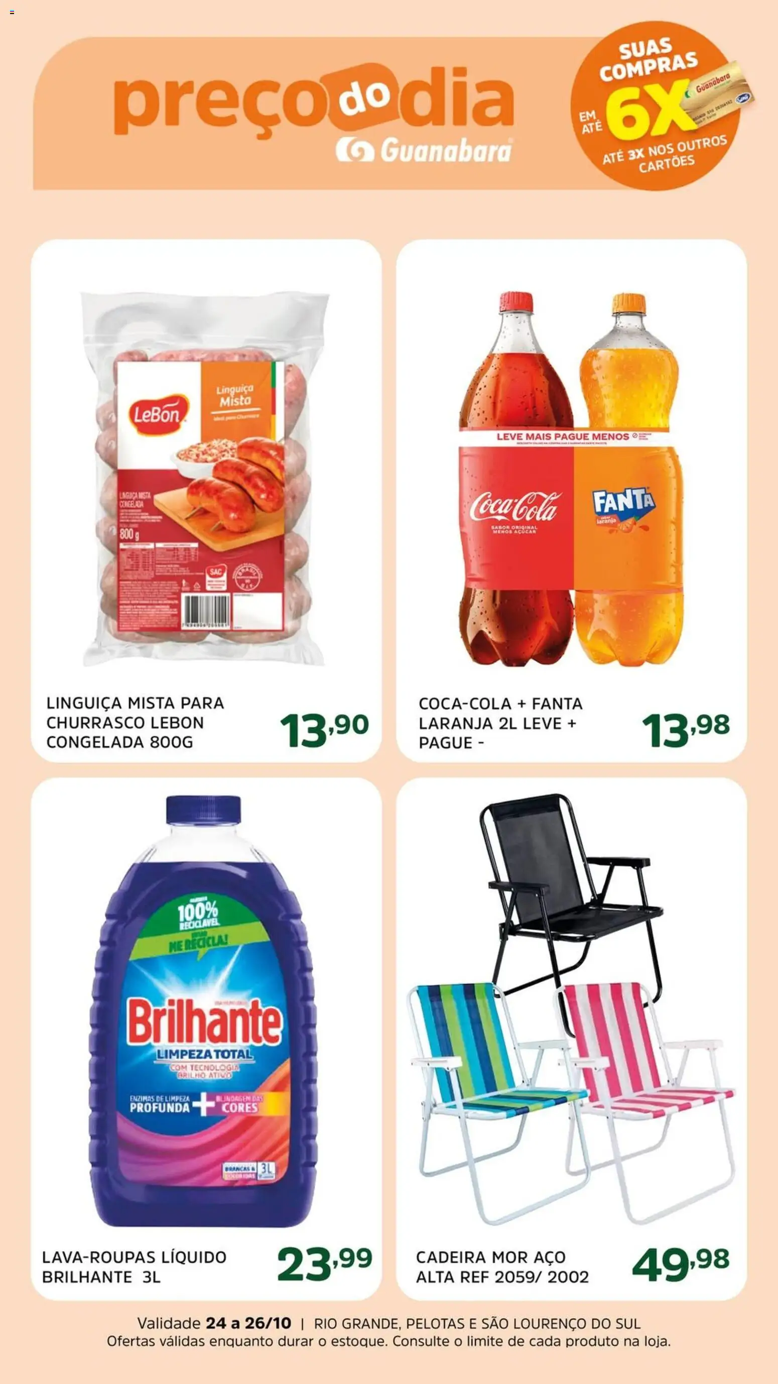 Supermercado Guanabara Folheto - válido de 24.10.2025 | Página: 4 | Produtos: Fanta, Linguiça, Cadeira