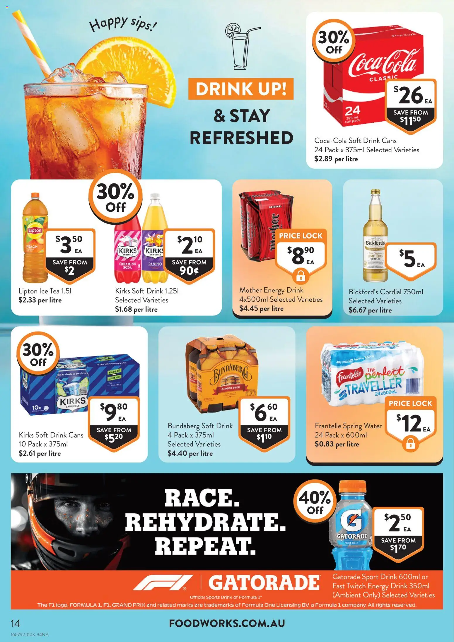 Foodworks catalogue - valid from 11.03.2026 | Page: 14 | Products: Energy drink, Ginger, Peach, Lime
