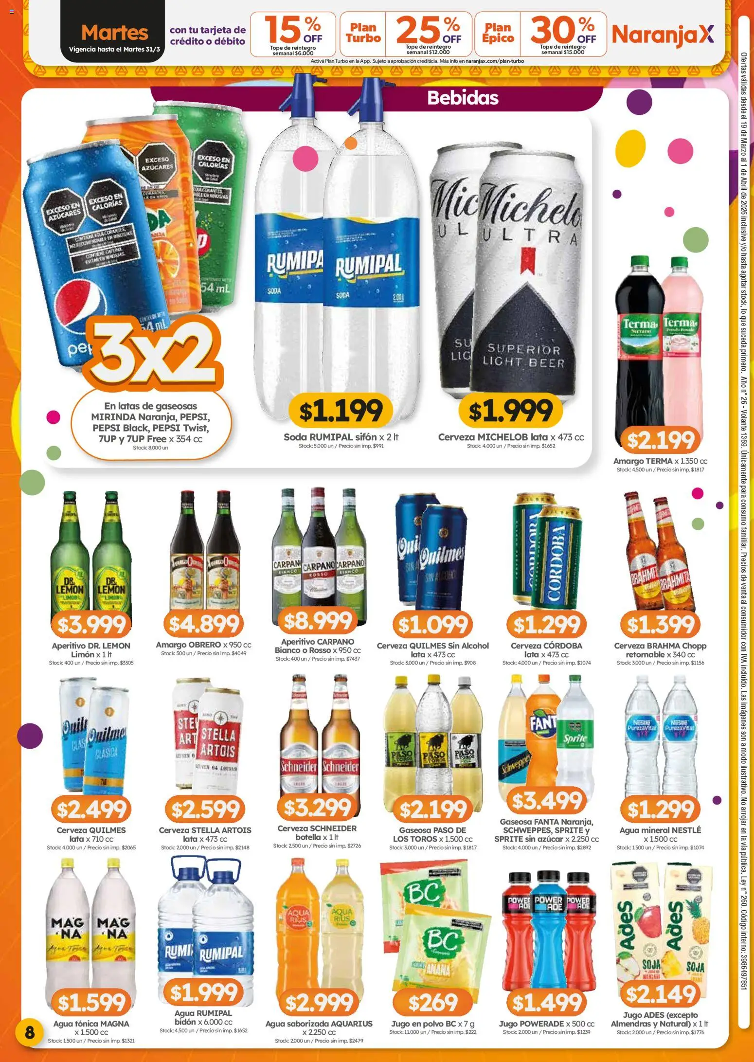 Cordiez ofertas │ válido desde el 19.03.2026 | Página: 8 | Productos: Botella, Gaseosa, Soda, Limón
