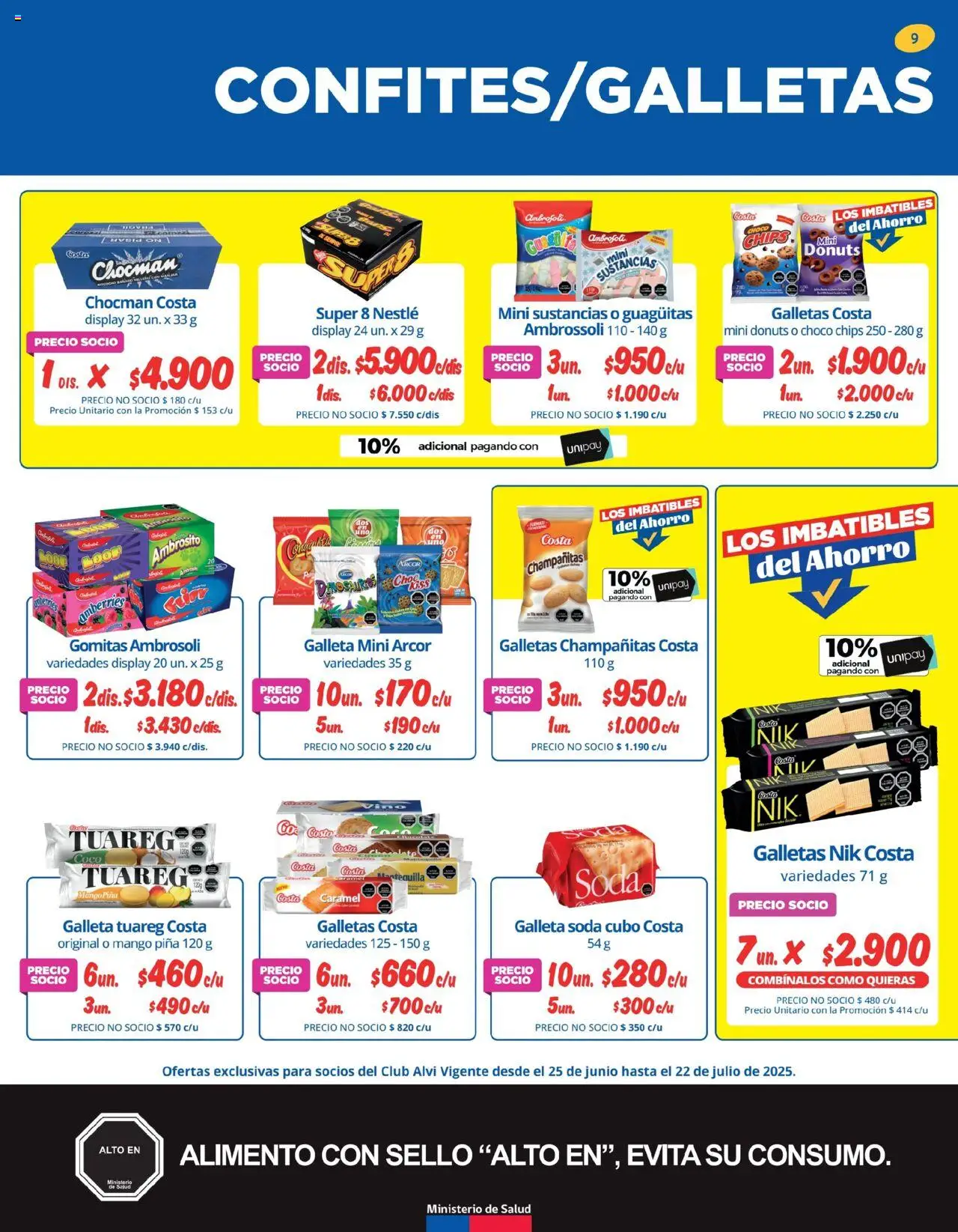 Alvi catálogo │ válido desde el 25.06.2025 | Página: 9 | Productos: Gomitas, Piña, Galletas, Soda