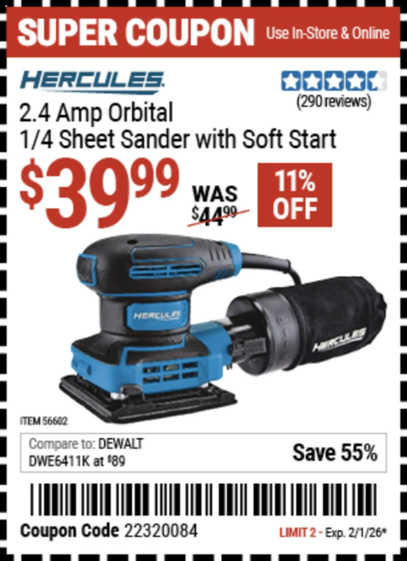 Harbor Freight Weekly Ad - valid from 20.01.2026 | Page: 3 | Products: Sander, Sheet