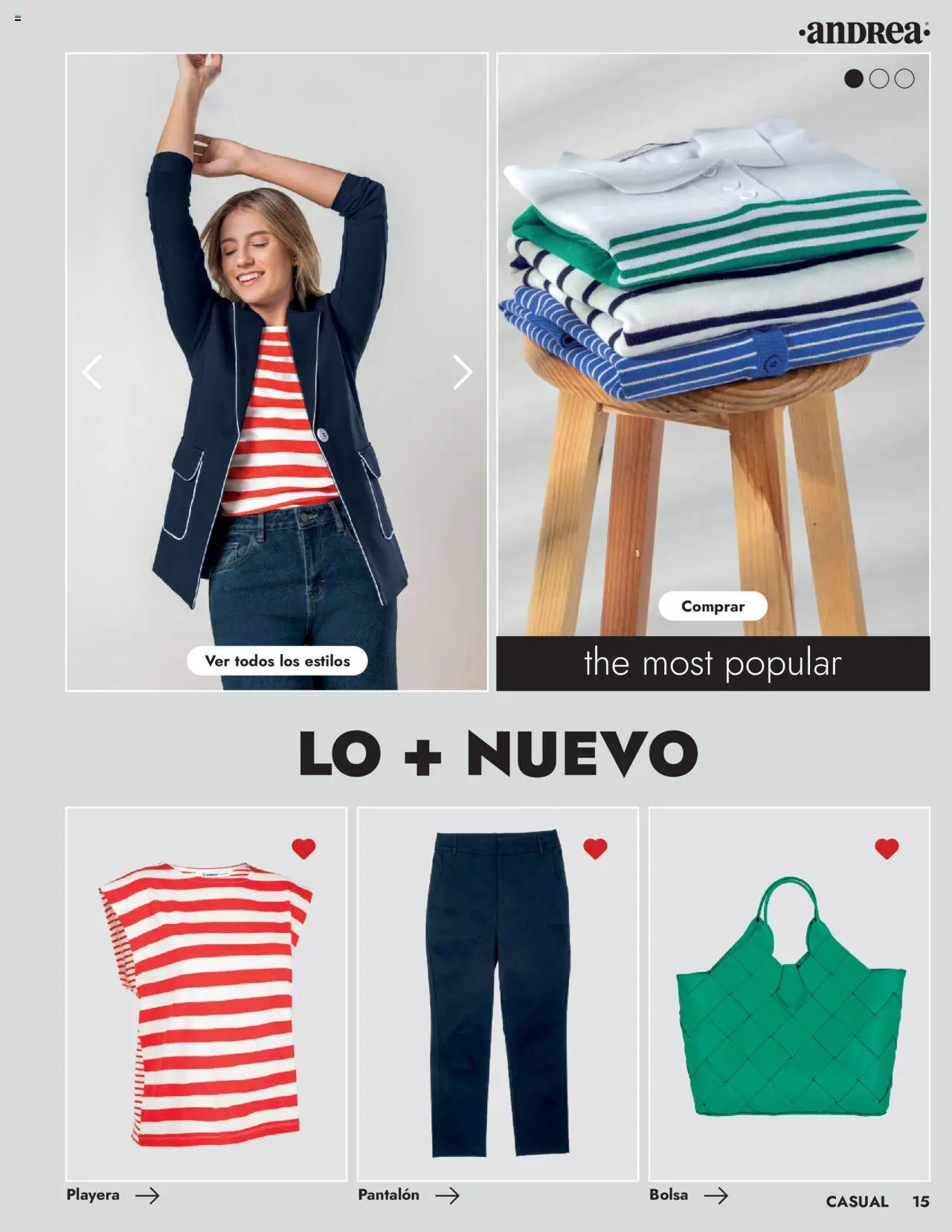 Nuevas ofertas de Andrea válidas en toda la República Mexicana desde el 25.05.2025. ¡Encuentra las mejores ofertas en Andrea - Catálogo Vestir Exterior! | Página: 15 | Productos: Bolsa, Playera