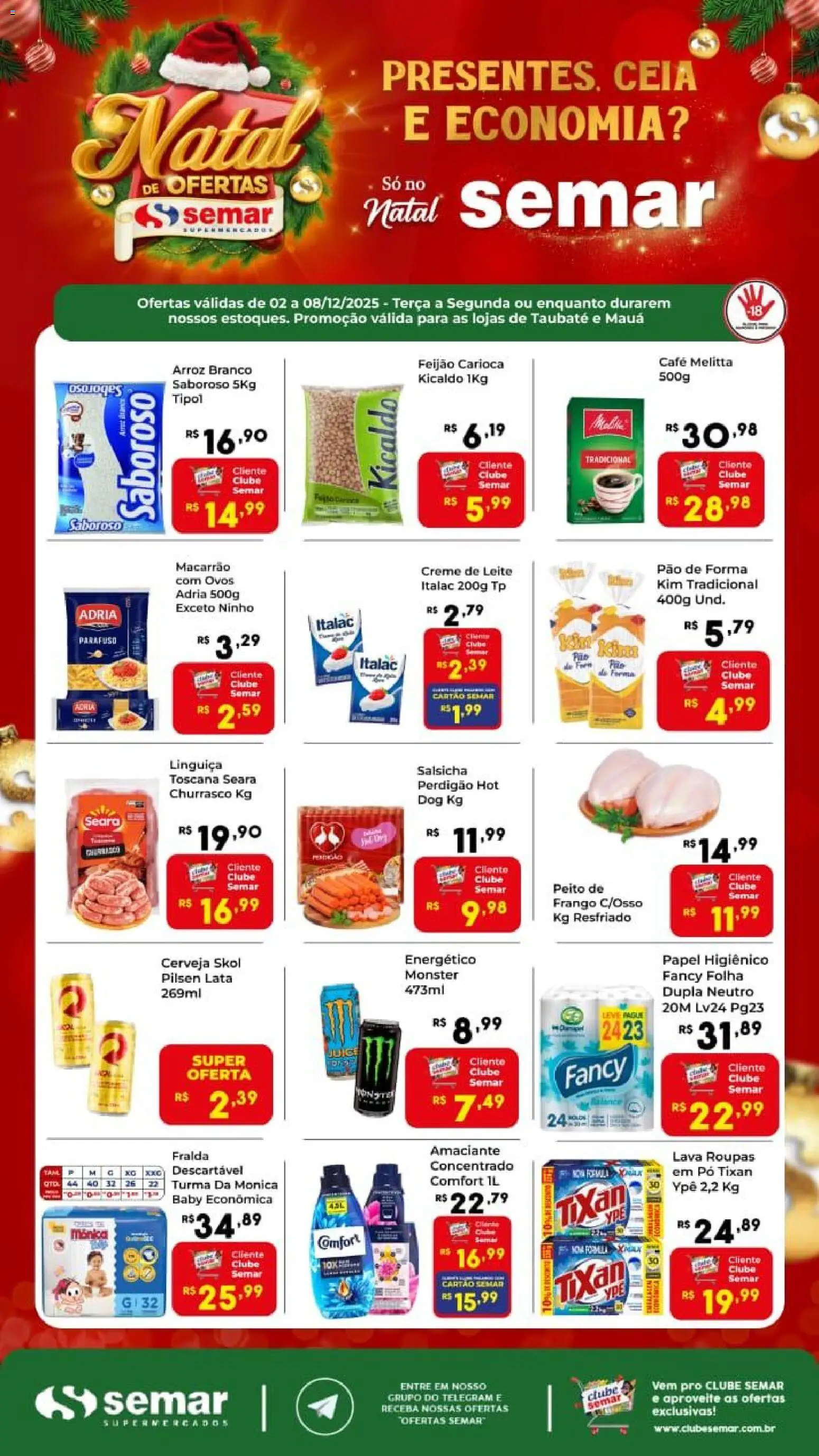 Semar Supermercado Folheto - válido de 02.12.2025 | Página: 1 | Produtos: Energético, Leite, Roupas, Monster