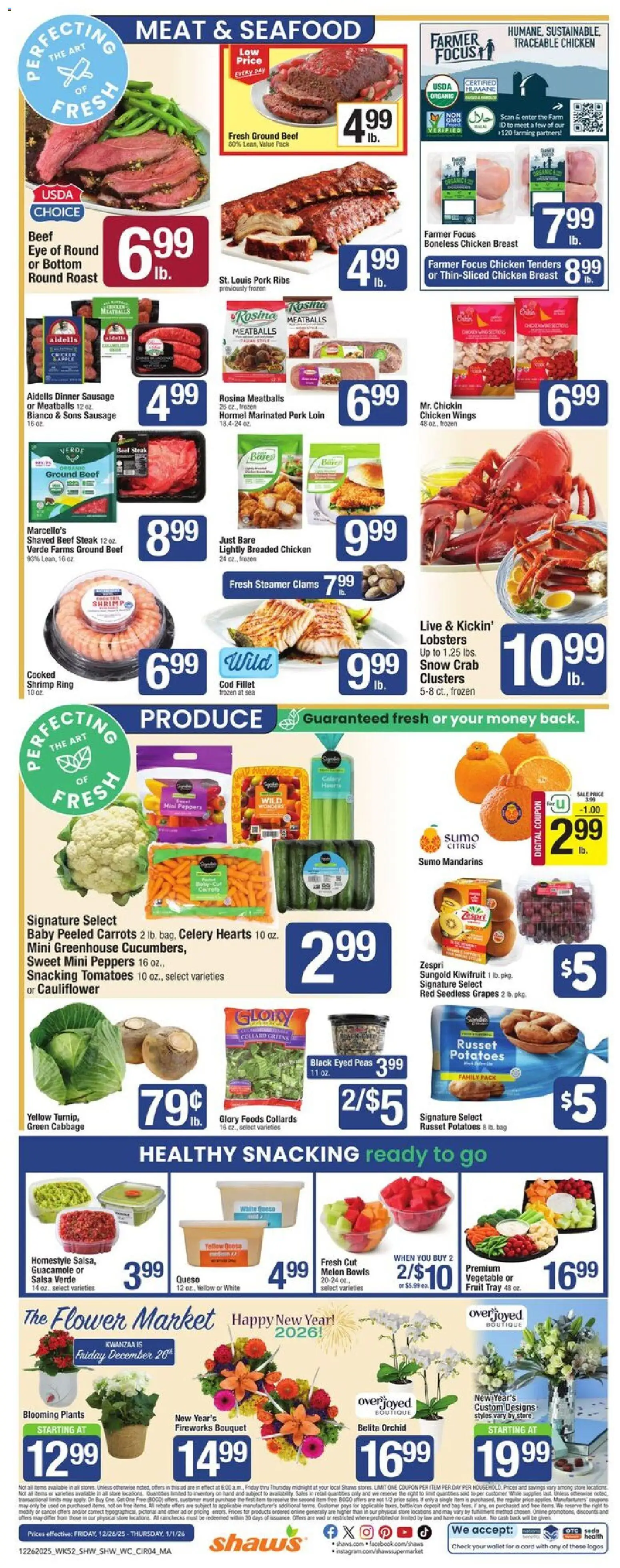 Shaw's Weekly Ad - valid from 26.12.2025 | Page: 4 | Products: Peppers, Beef, Seafood, Wallet