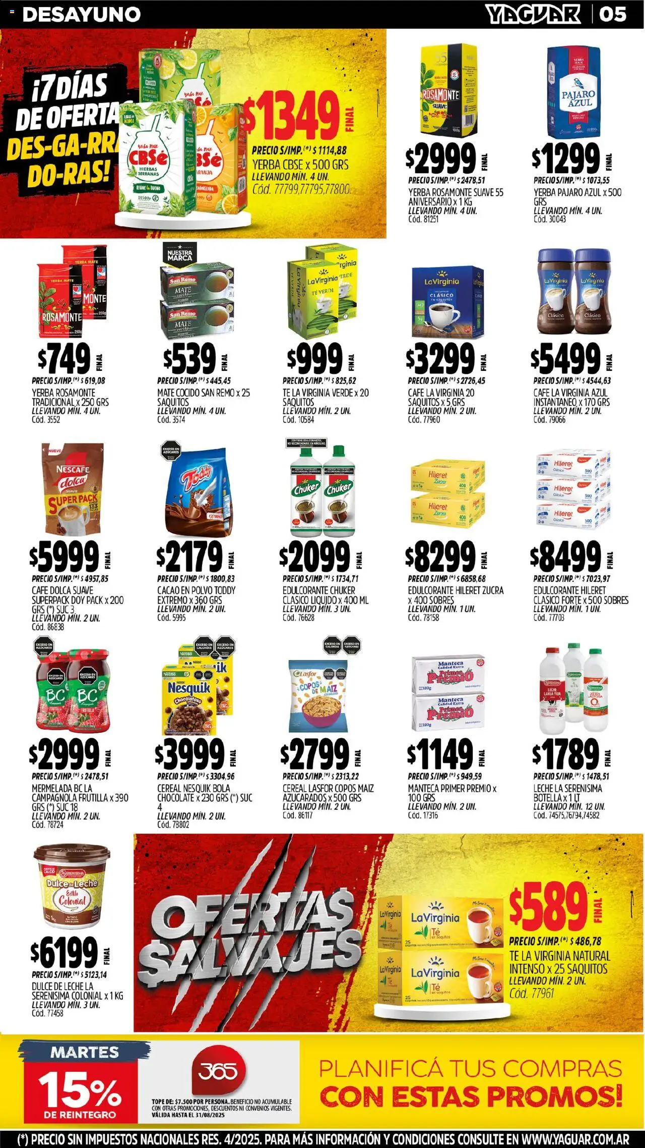 Yaguar - Jujuy │ válido desde el 11.08.2025 | Página: 5 | Productos: Polvo, Dulce de leche, Mermelada, Cacao
